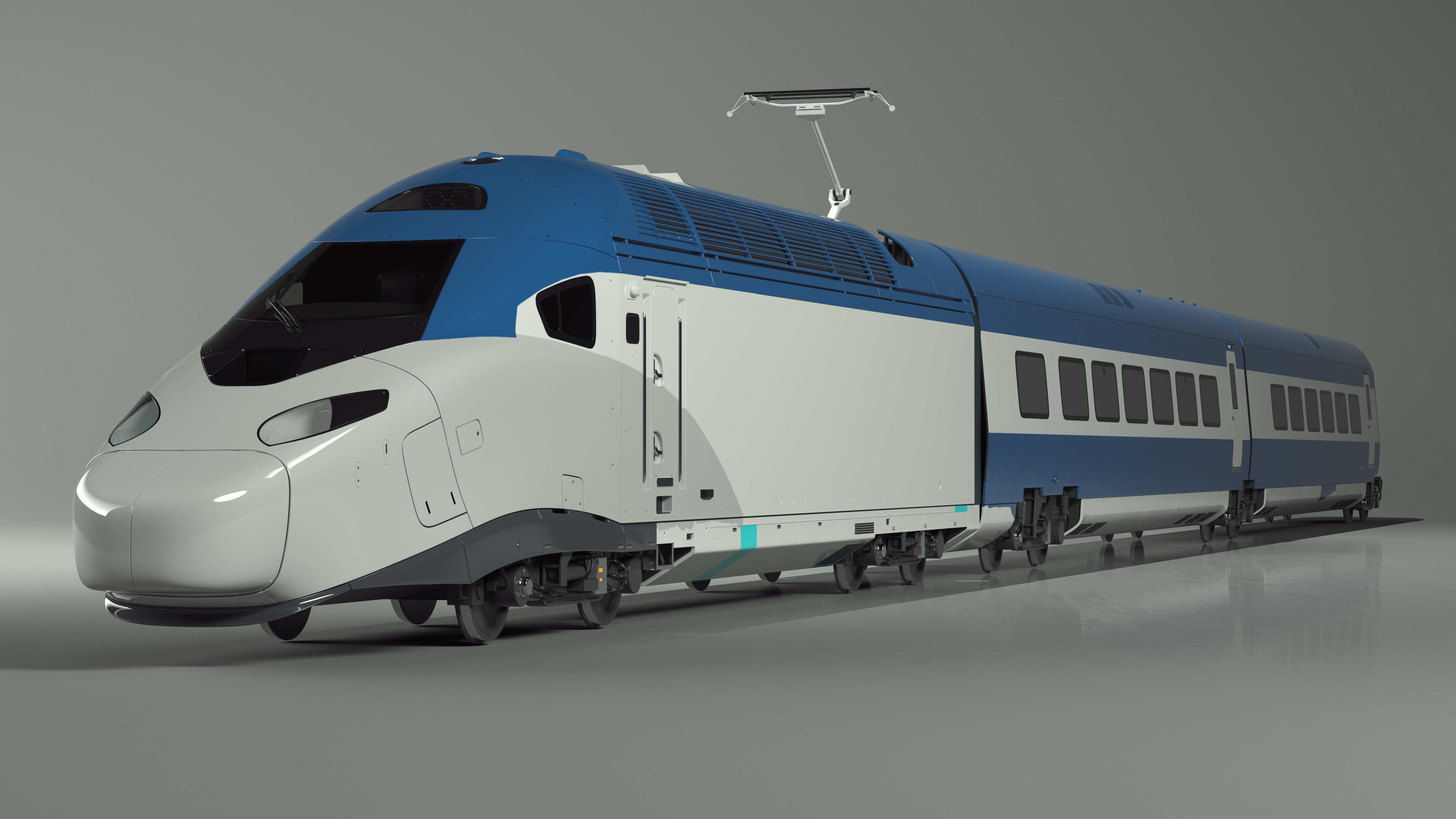 3D Blue High-Speed Passenger Train