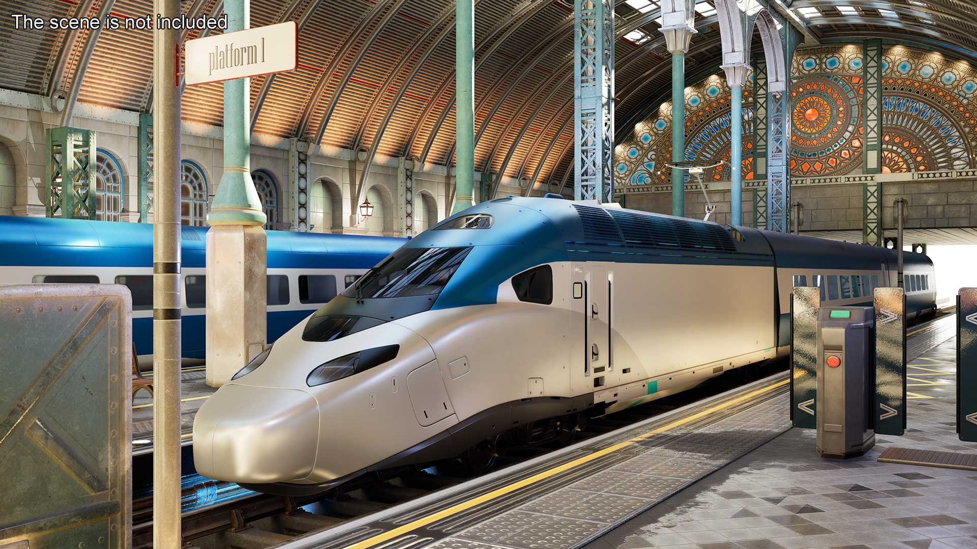 3D Blue High-Speed Passenger Train