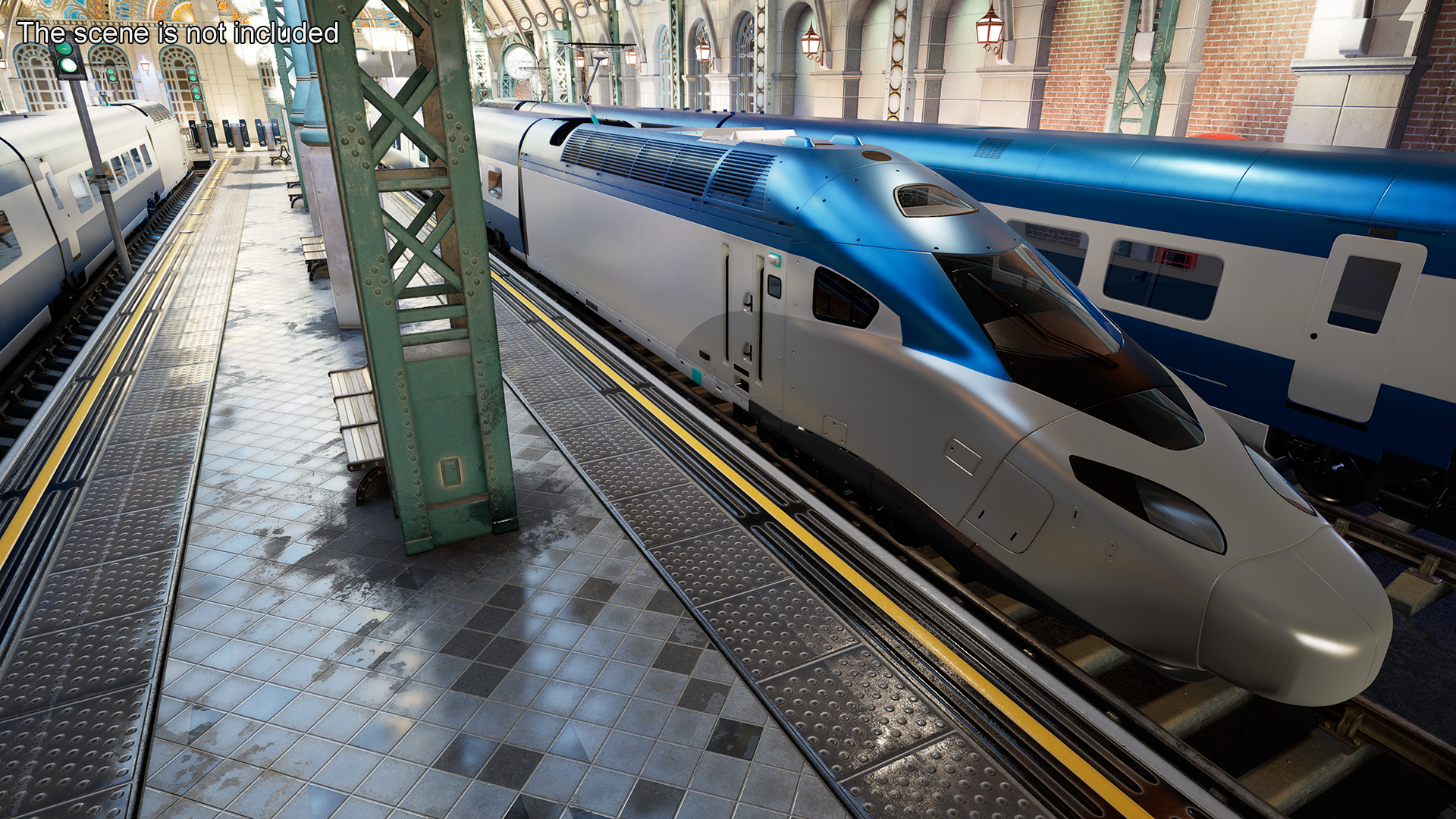 3D Blue High-Speed Passenger Train