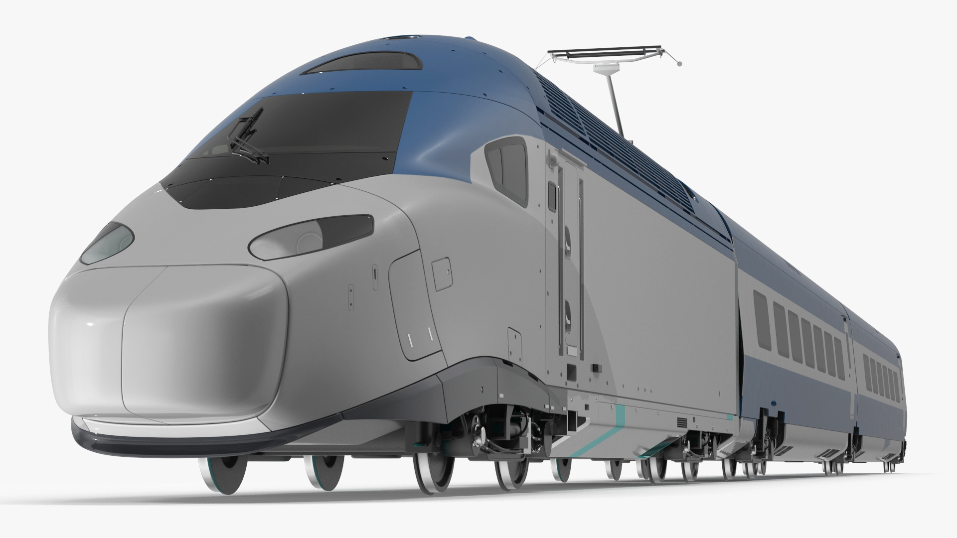 3D Blue High-Speed Passenger Train