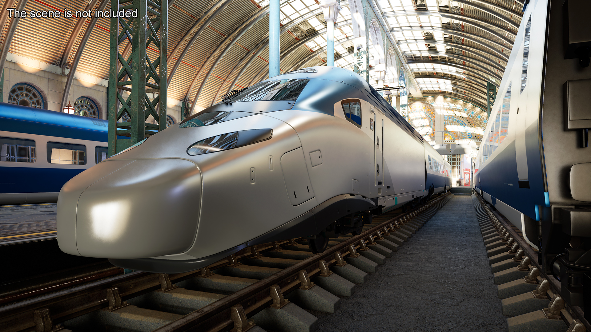 3D Blue High-Speed Passenger Train