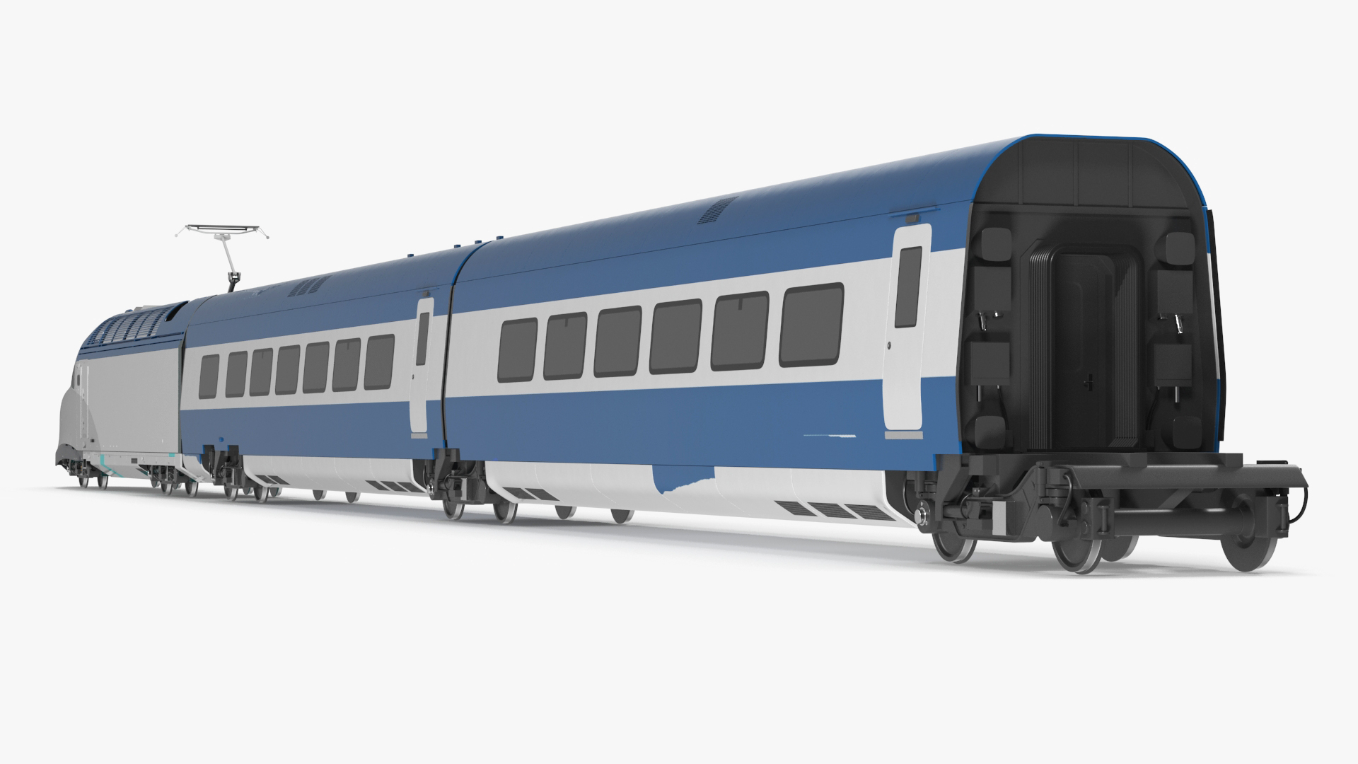 3D Blue High-Speed Passenger Train