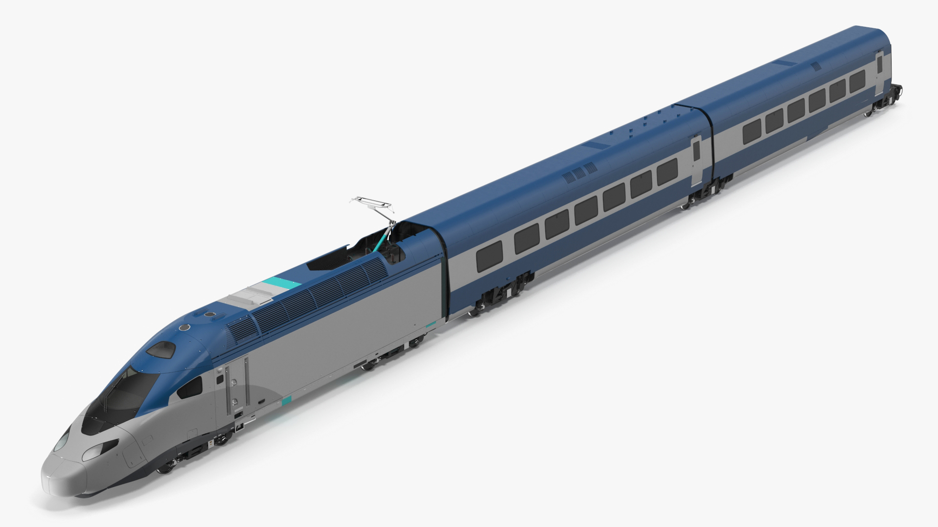 3D Blue High-Speed Passenger Train