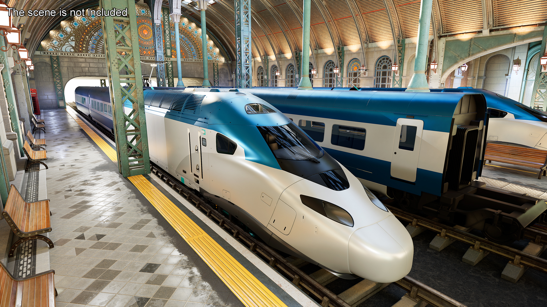 3D Blue High-Speed Passenger Train