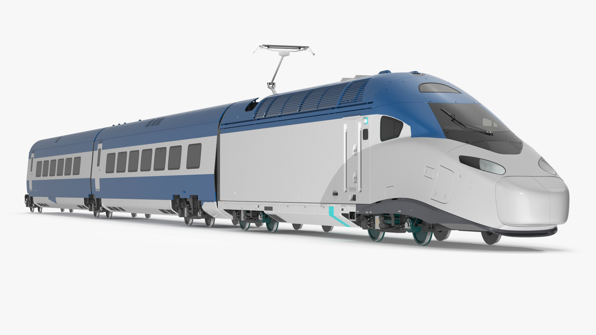 3D Blue High-Speed Passenger Train