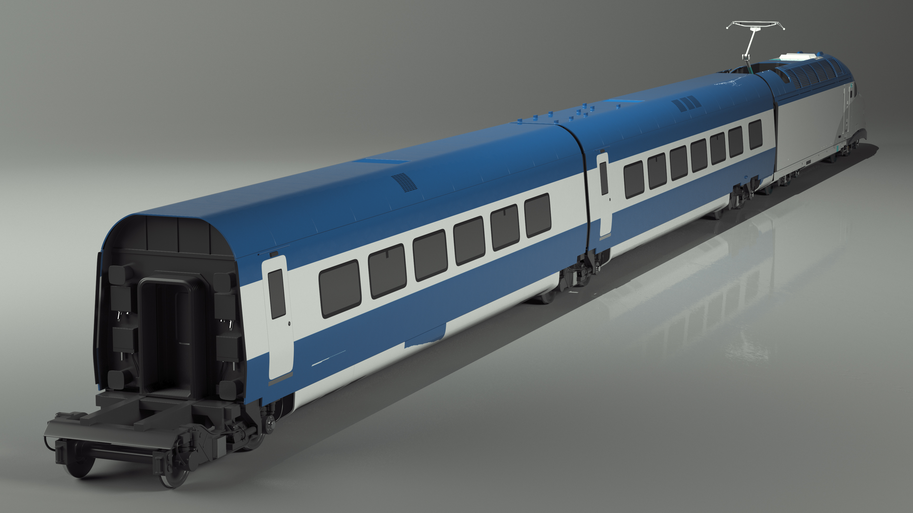 3D Blue High-Speed Passenger Train