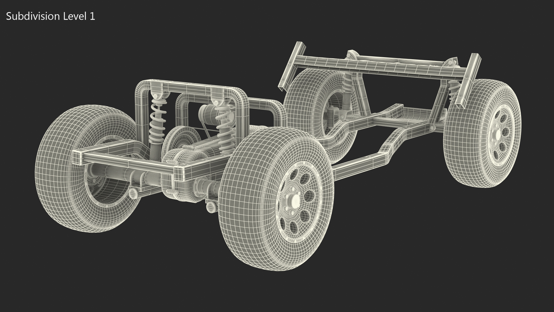 Golf Cart Chassis with Engine 3D model