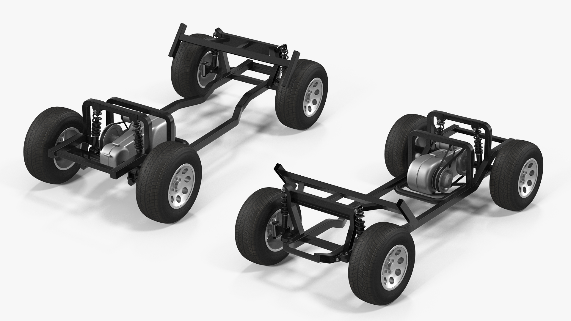 Golf Cart Chassis with Engine 3D model