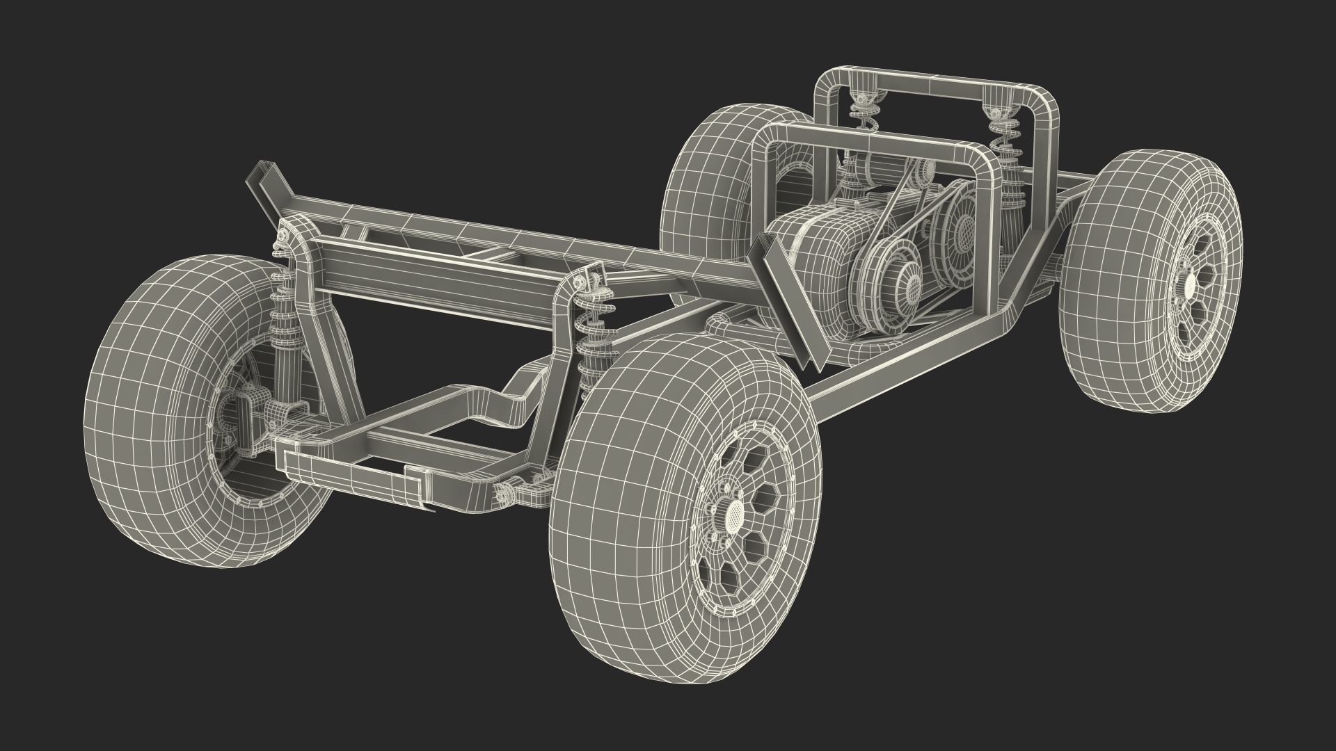 Golf Cart Chassis with Engine 3D model