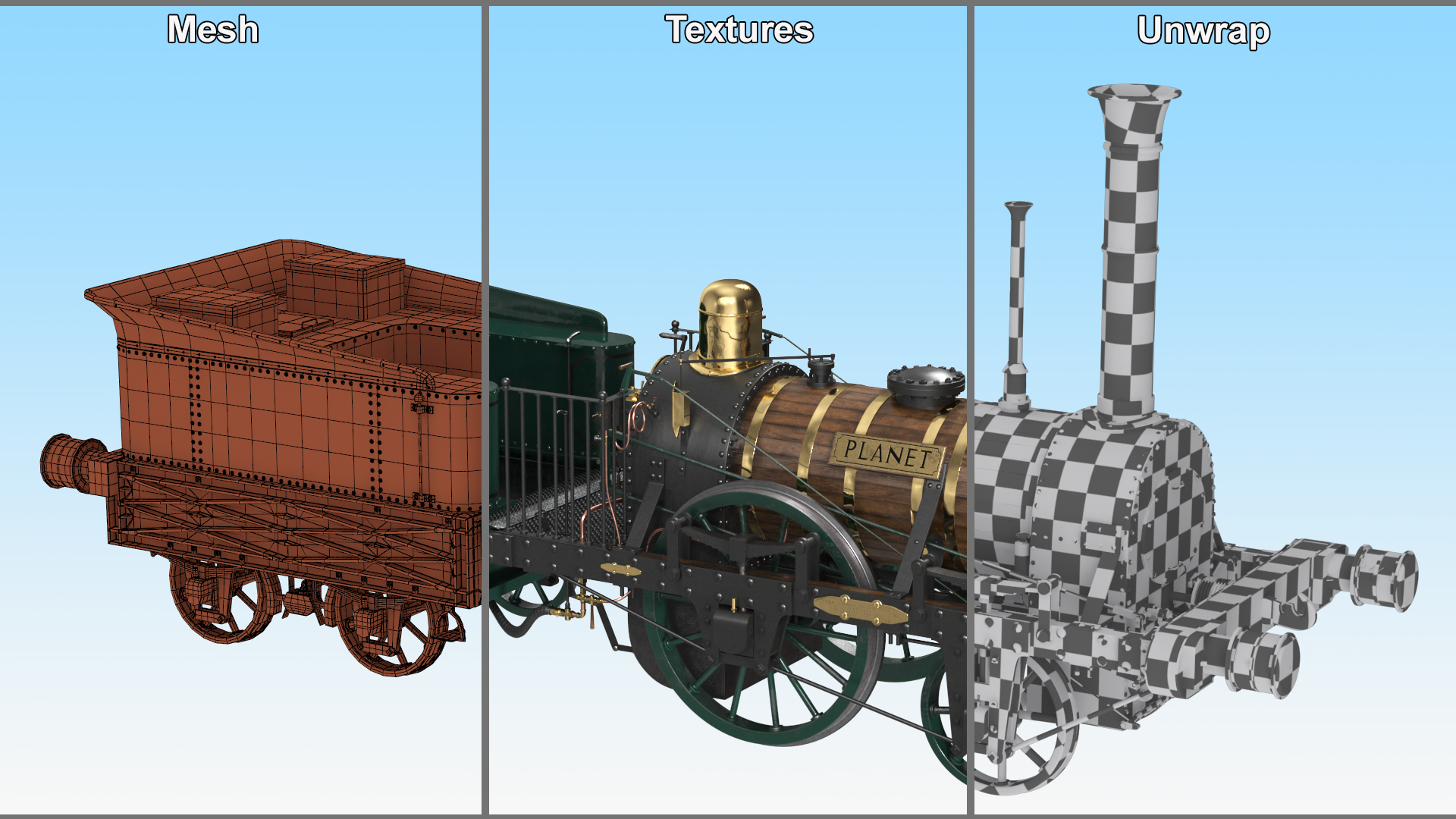 Old Locomotive Planet by Robert Stephenson 1830 3D