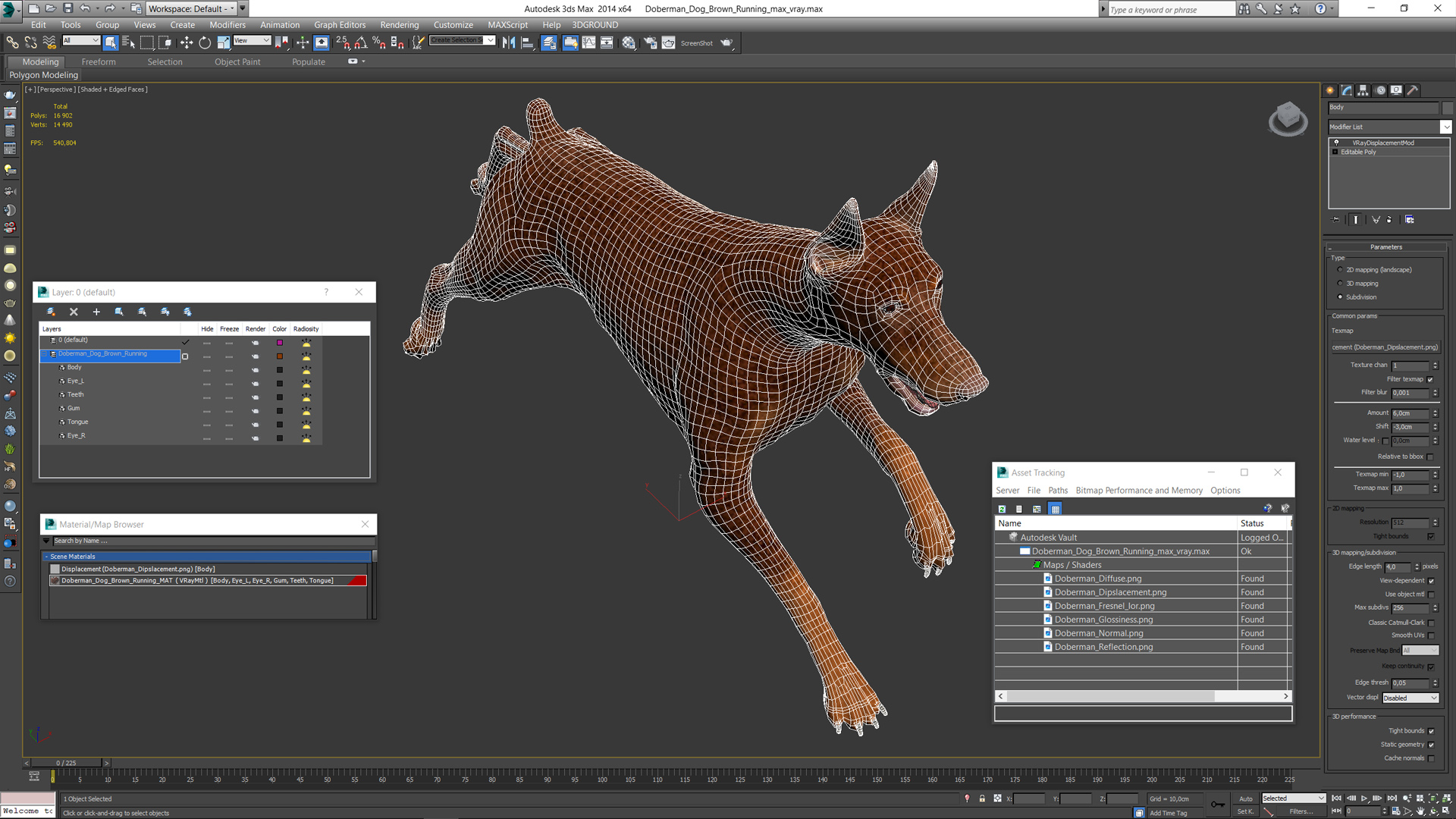 3D Doberman Dog Brown Running