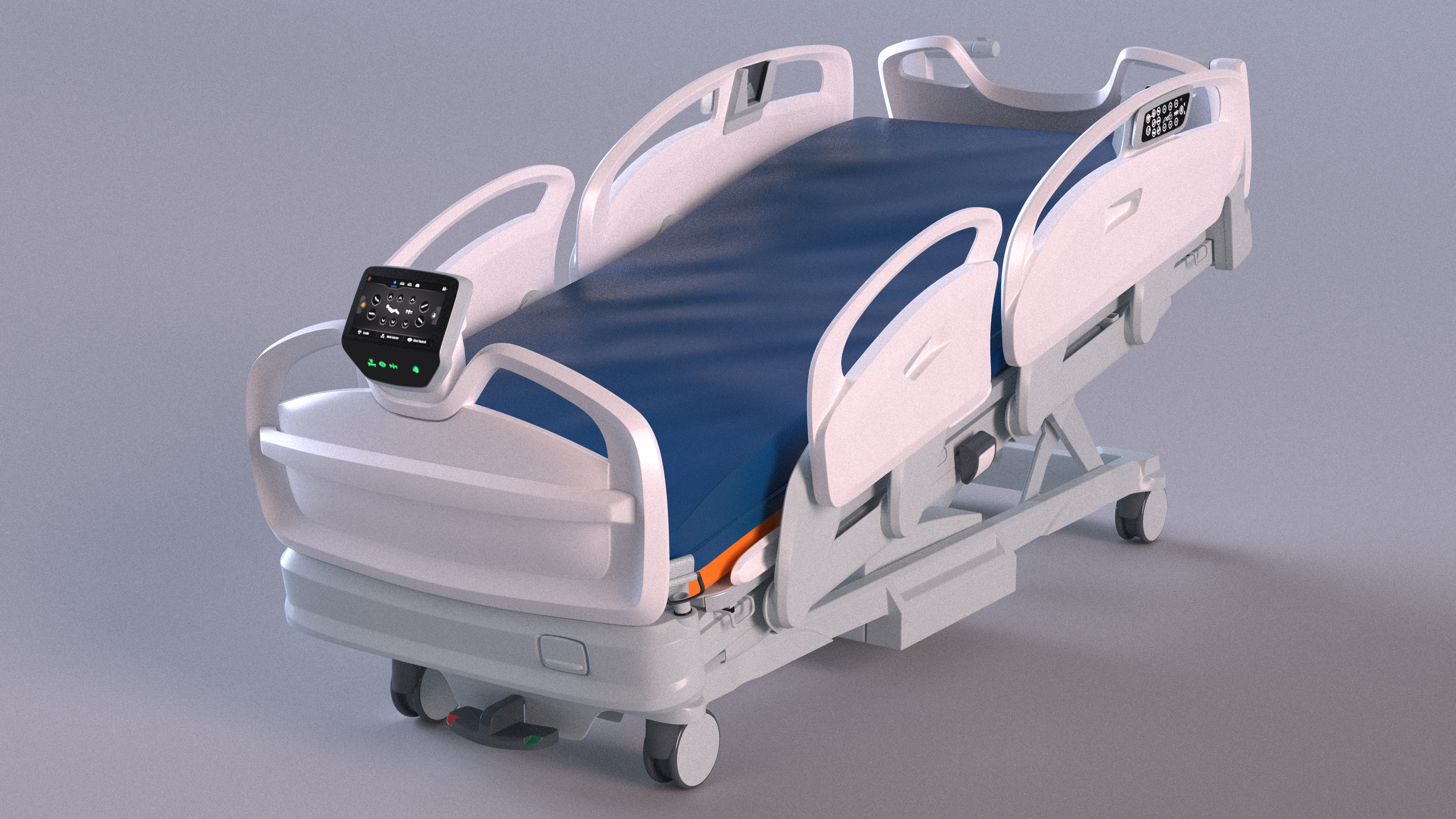 Smart Hospital Bed Rigged for Cinema 4D 3D model