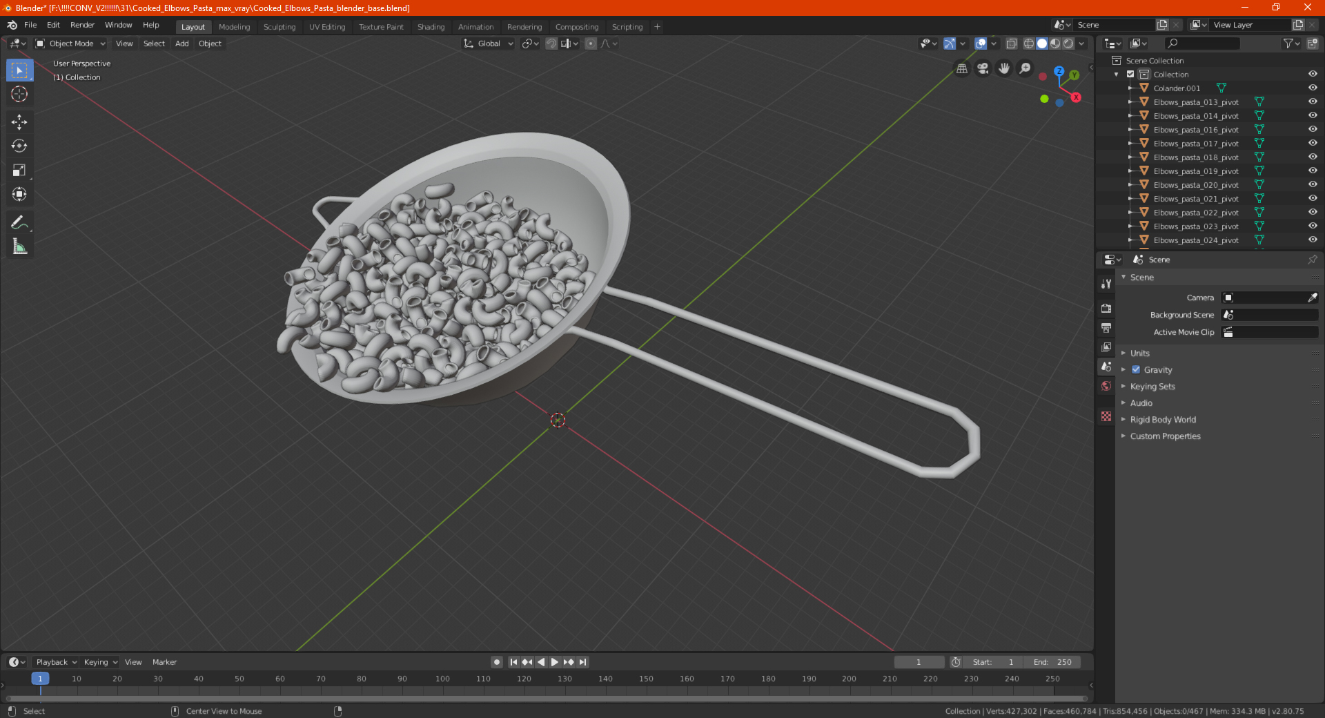 Cooked Elbows Pasta 3D model