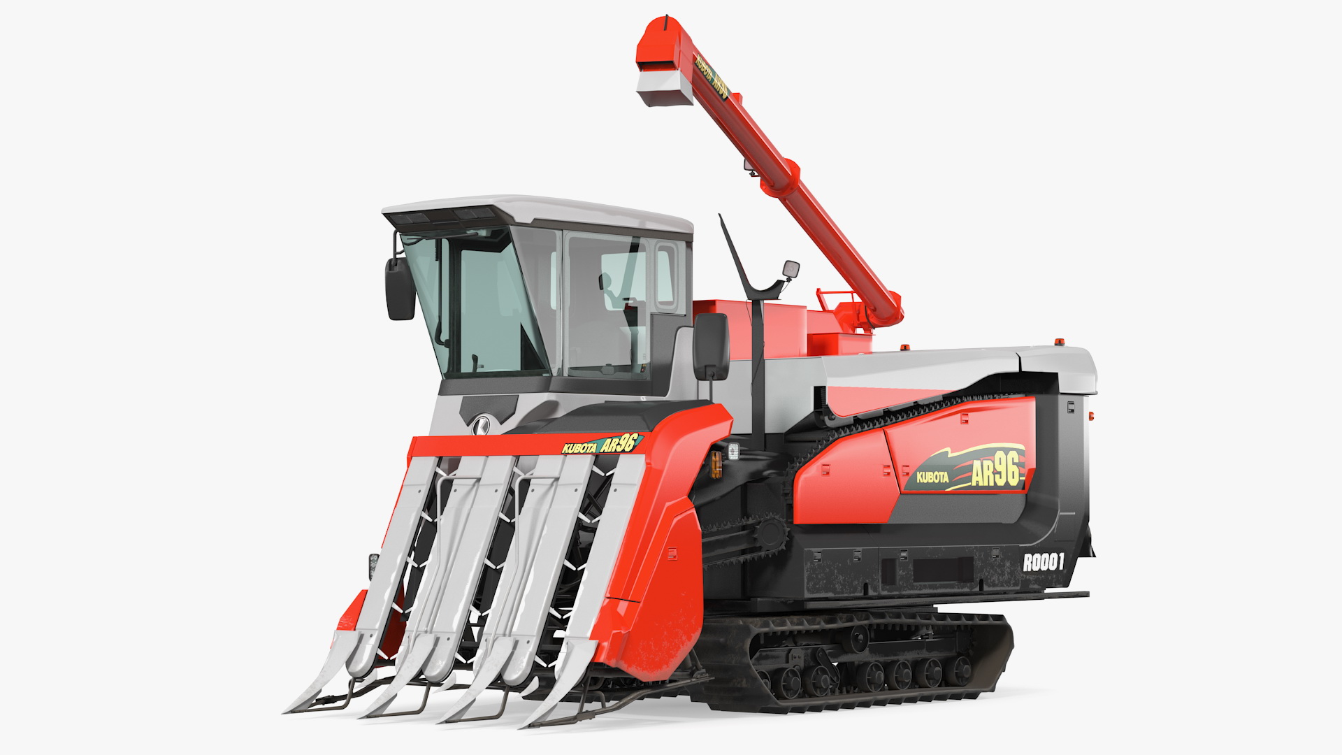 3D Kubota AR96 Rice Combine Harvester Rigged