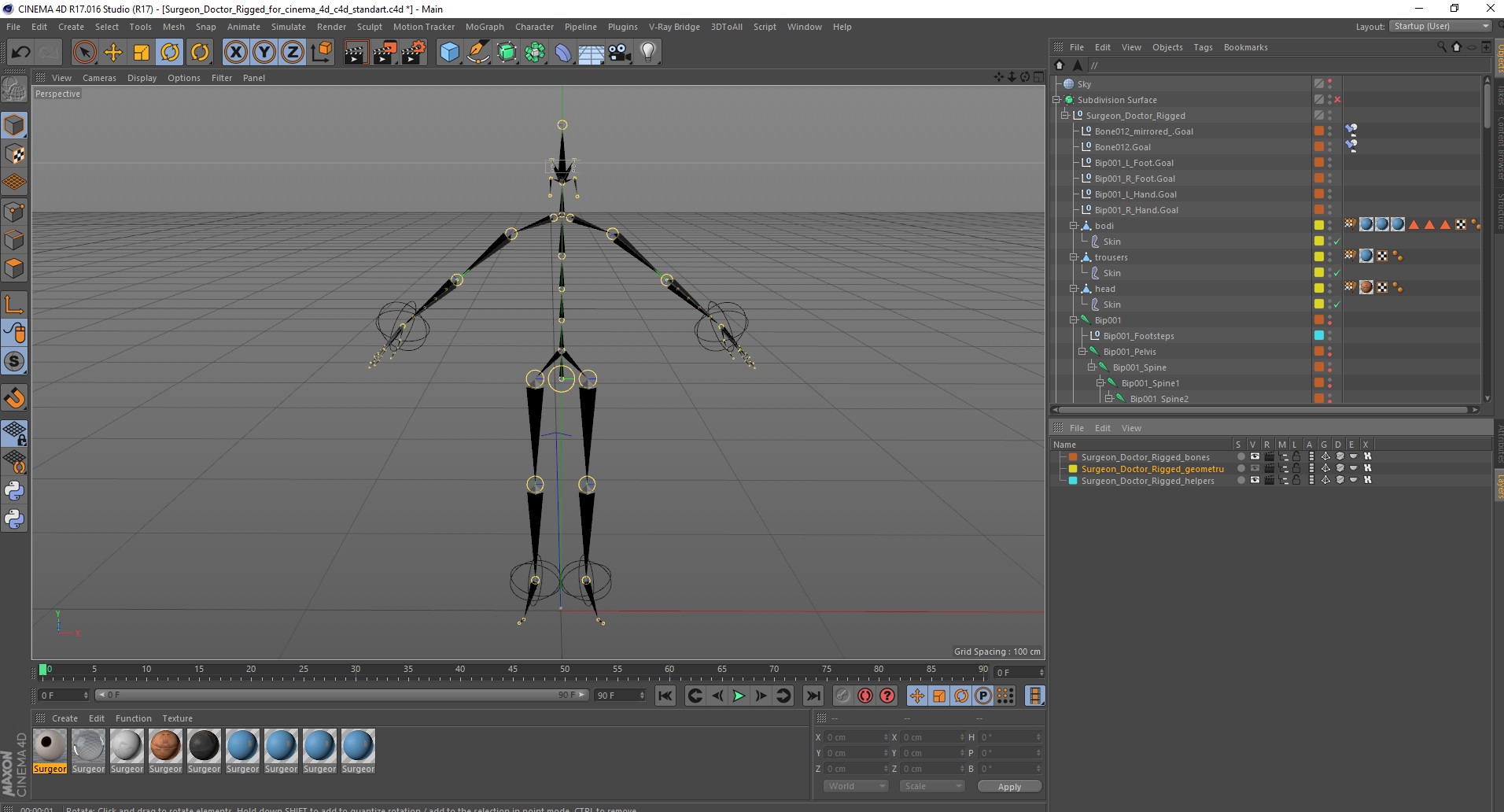3D model Surgeon Doctor Rigged for Cinema 4D