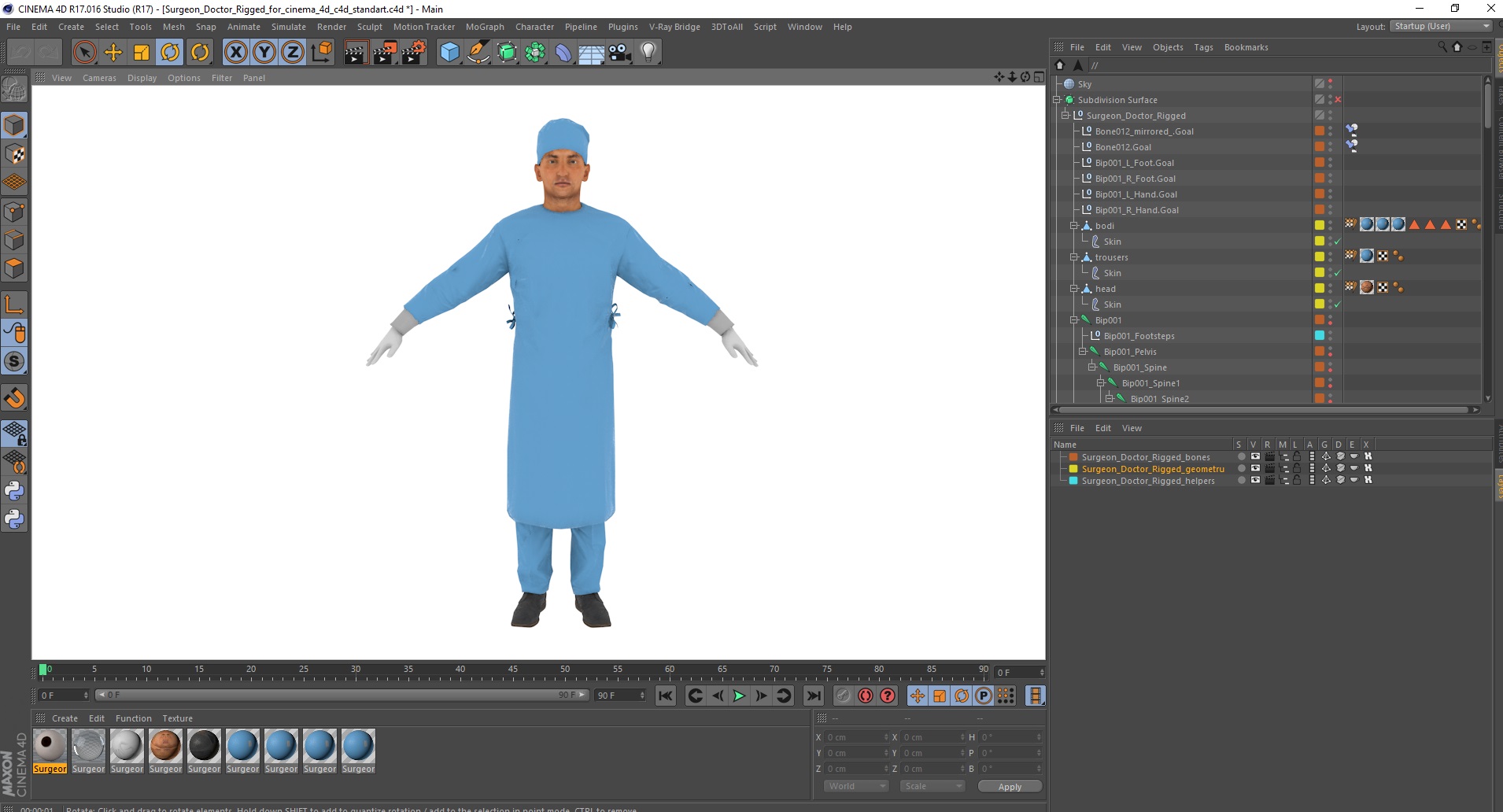 3D model Surgeon Doctor Rigged for Cinema 4D