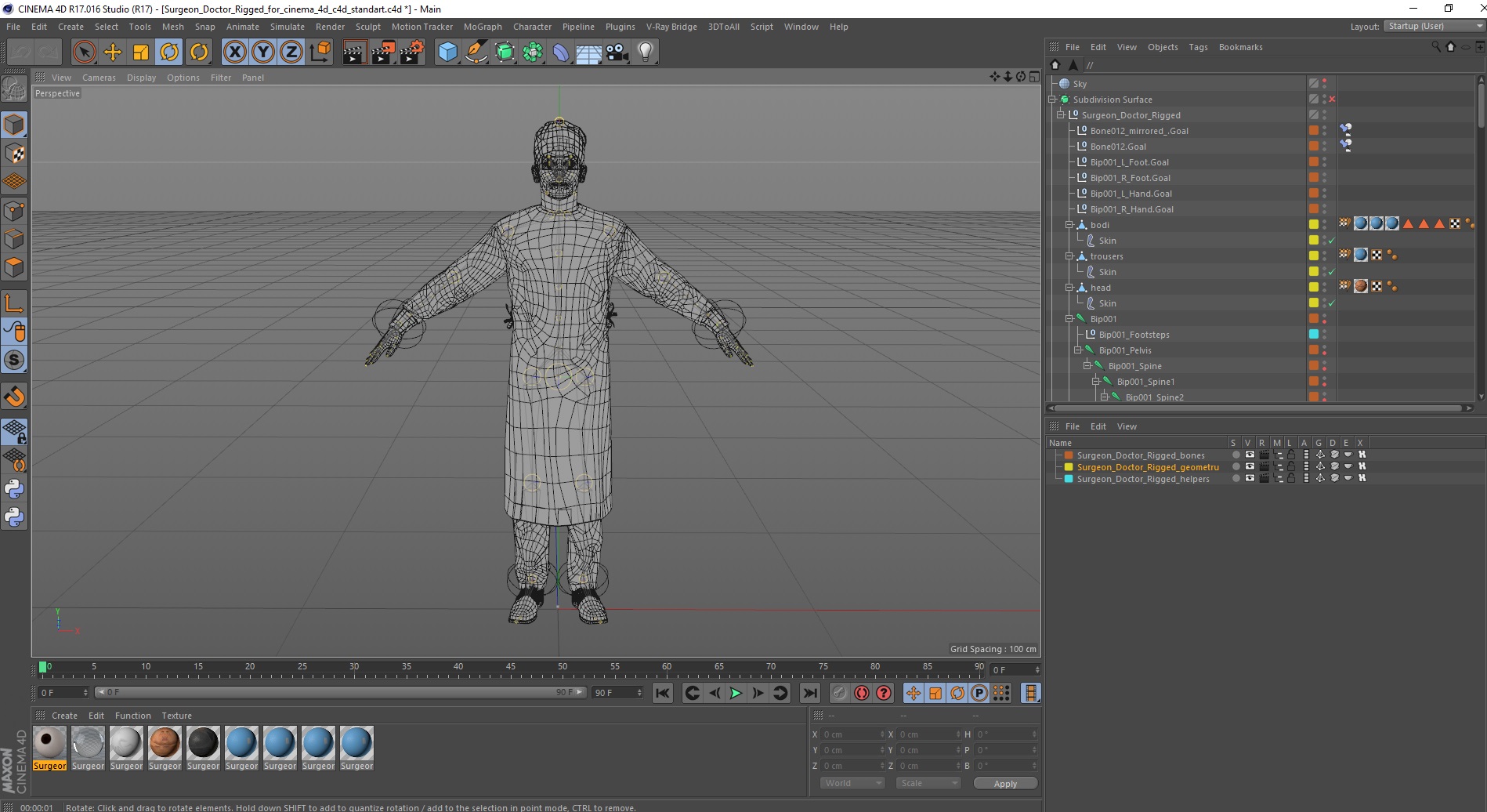 3D model Surgeon Doctor Rigged for Cinema 4D