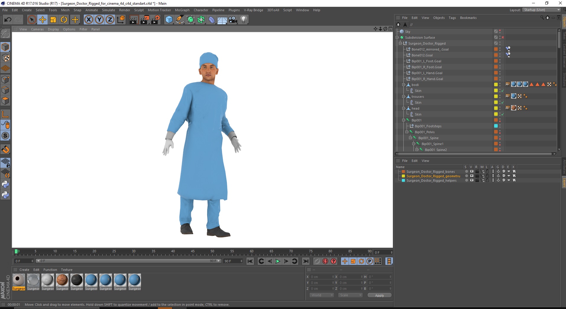 3D model Surgeon Doctor Rigged for Cinema 4D