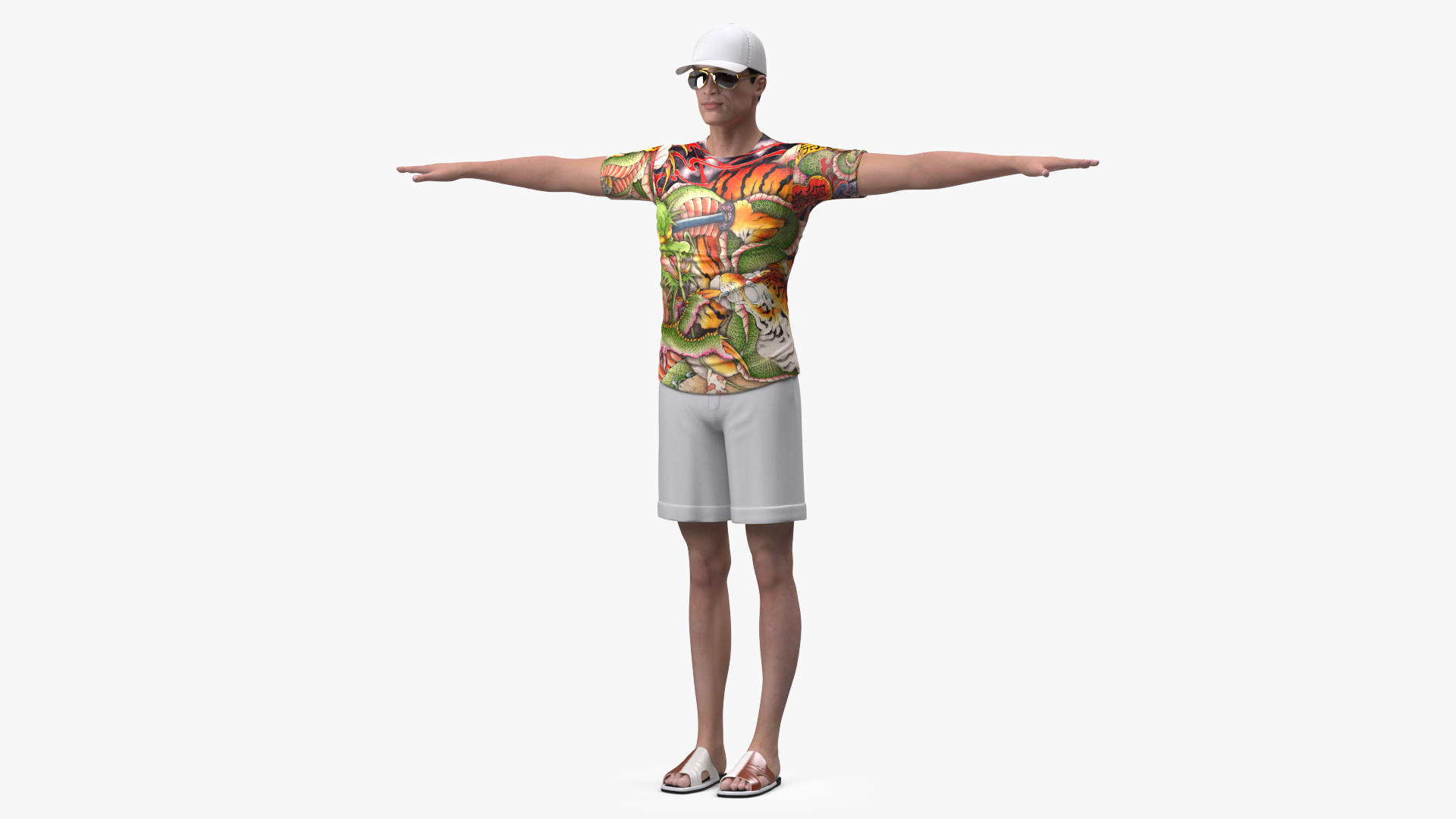 3D Asian Man Summer Outfits Rigged