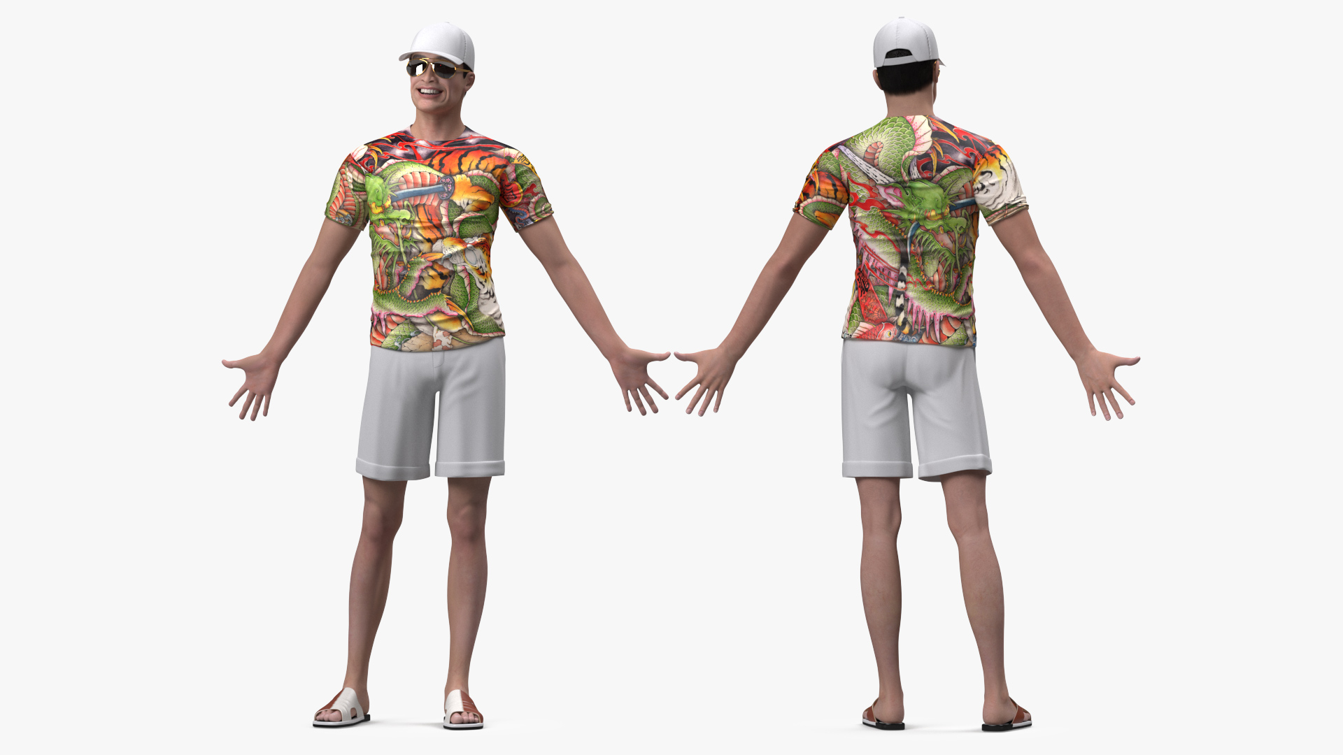 3D Asian Man Summer Outfits Rigged