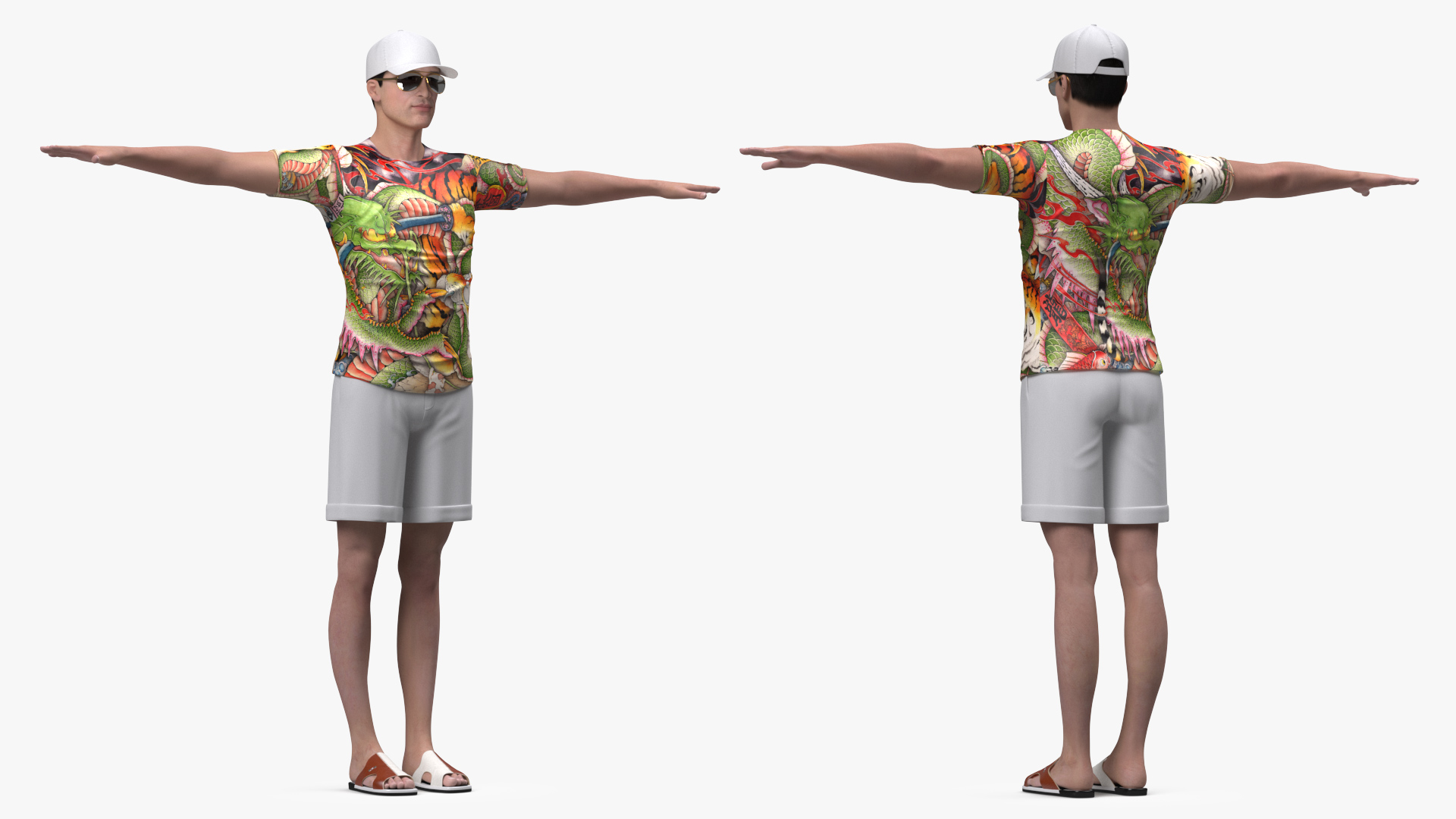 3D Asian Man Summer Outfits Rigged