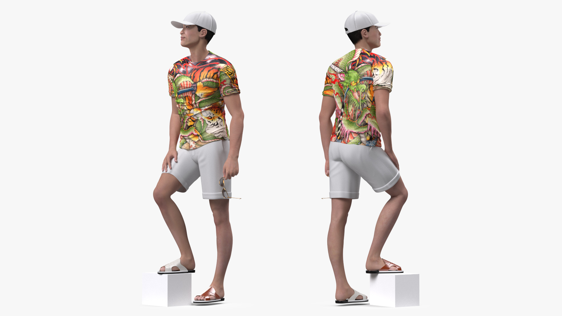 3D Asian Man Summer Outfits Rigged