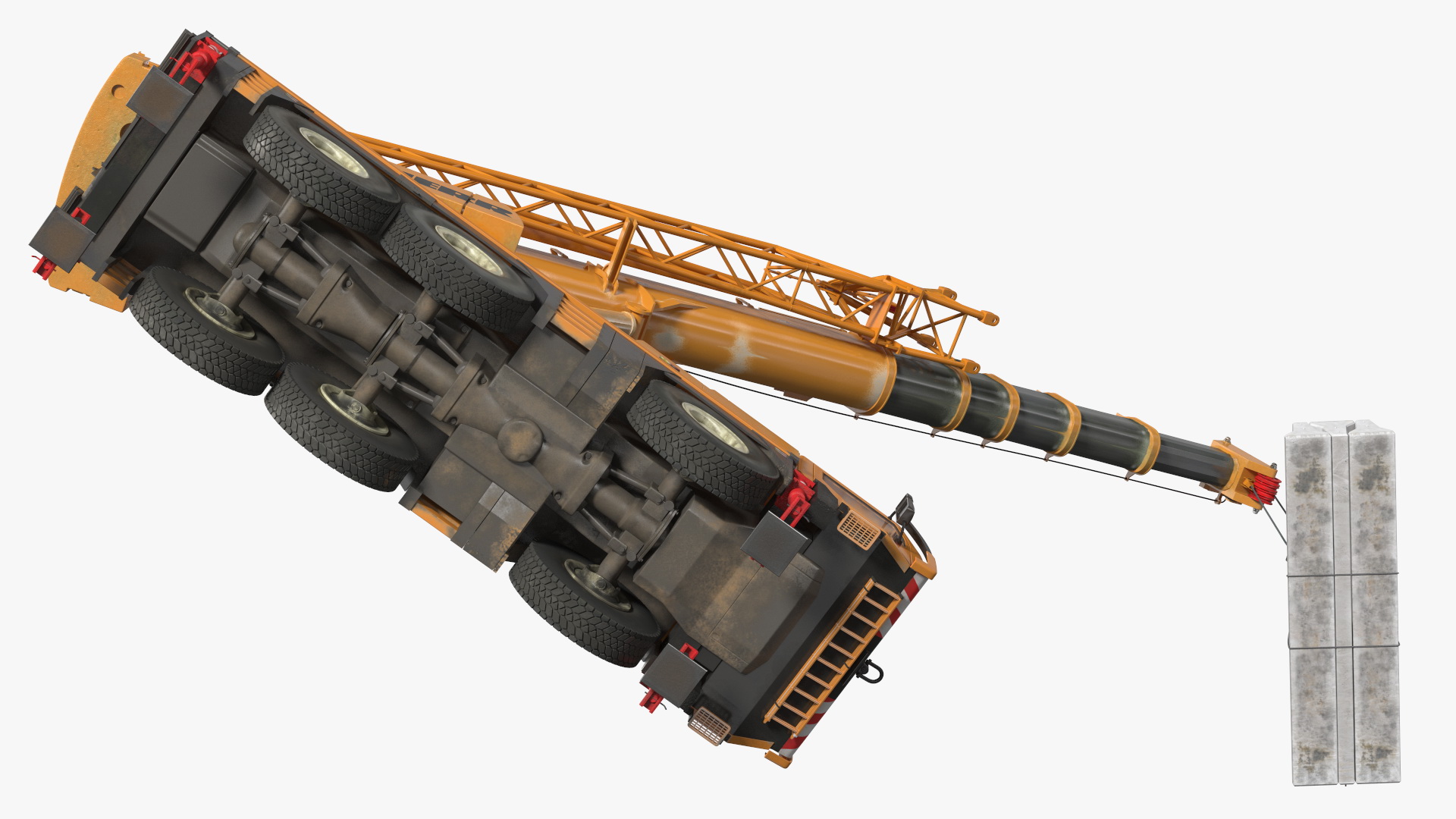 3D model Compact Crane Liebherr with Concrete Barriers