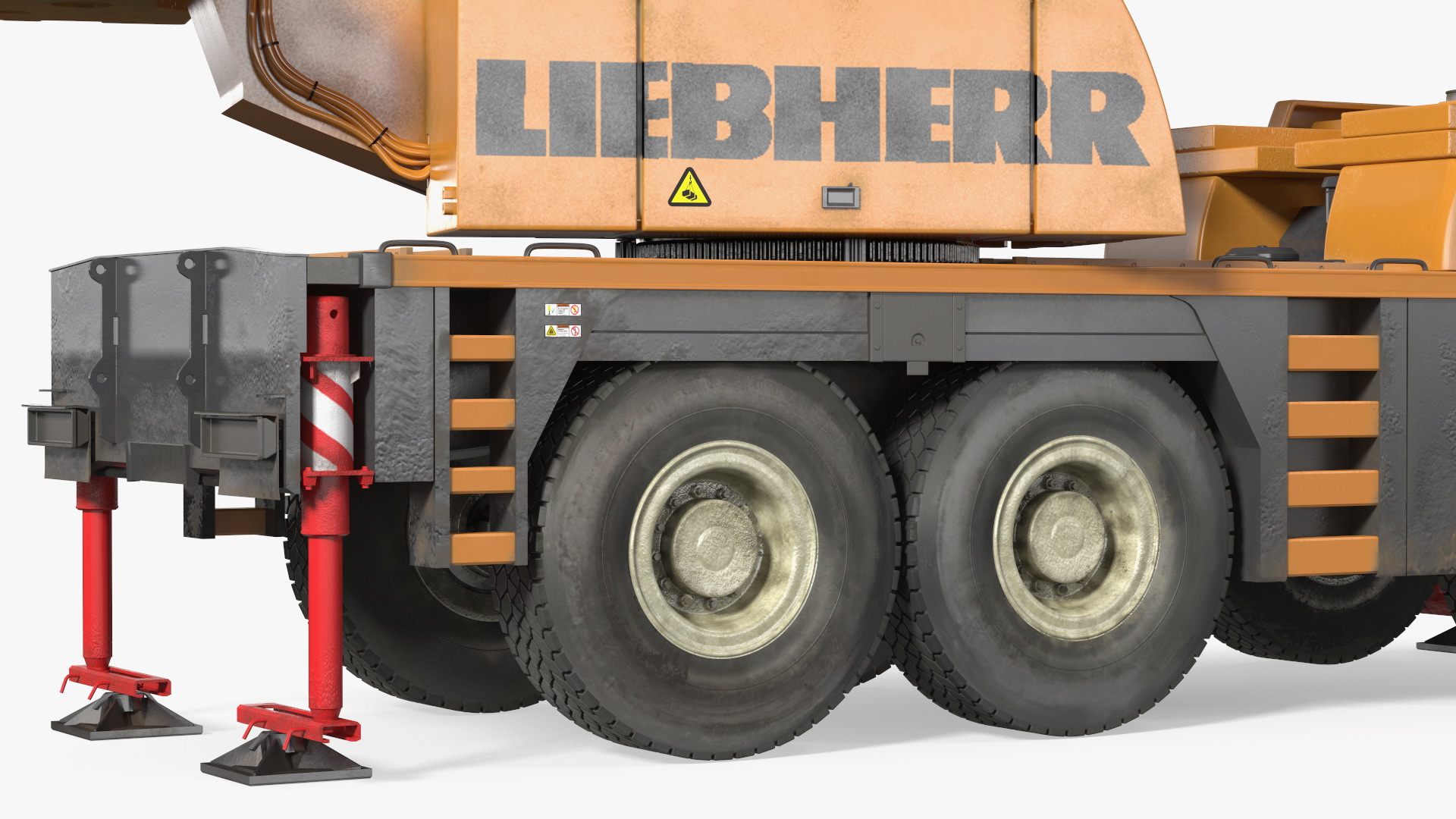 3D model Compact Crane Liebherr with Concrete Barriers