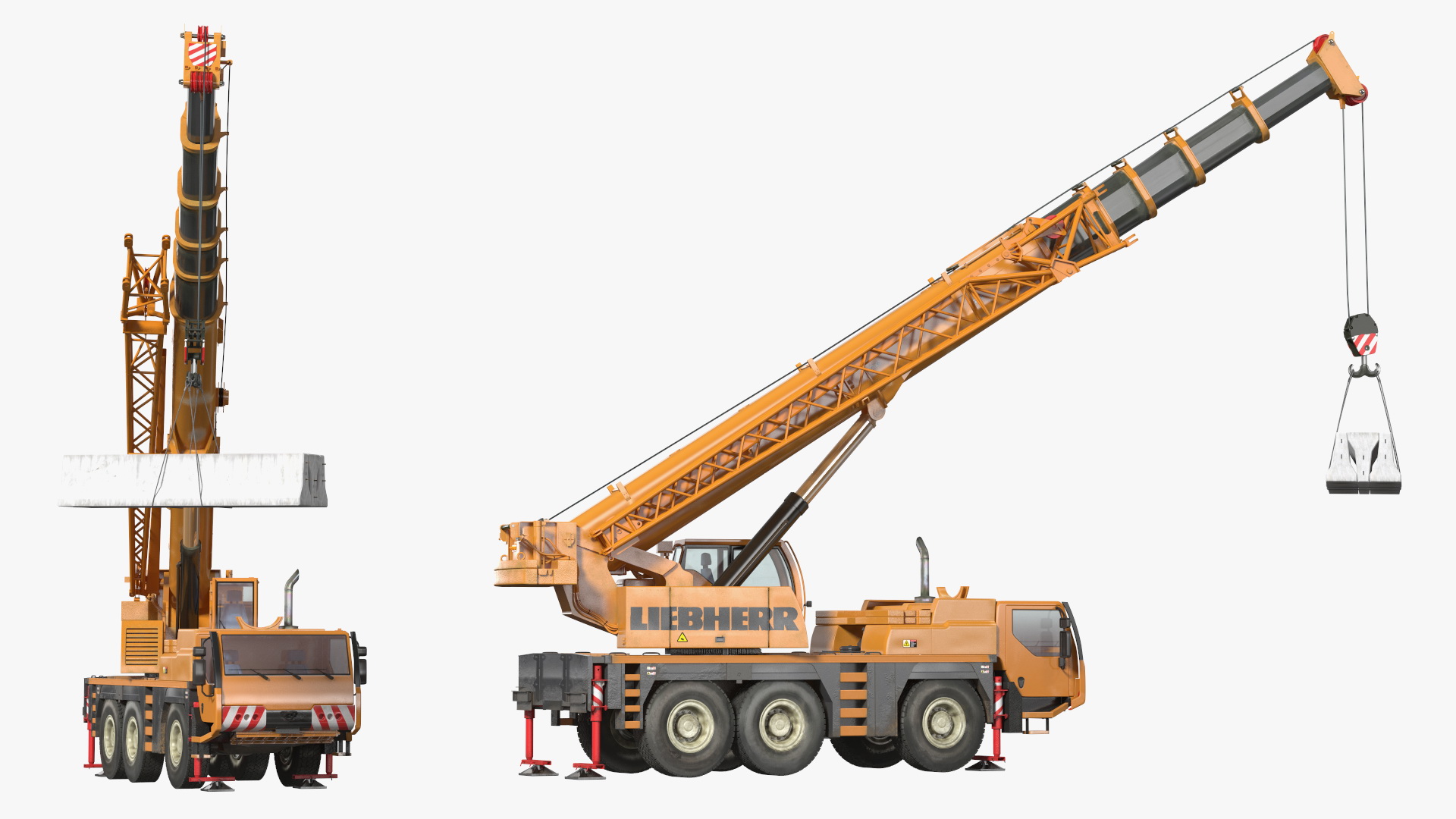 3D model Compact Crane Liebherr with Concrete Barriers