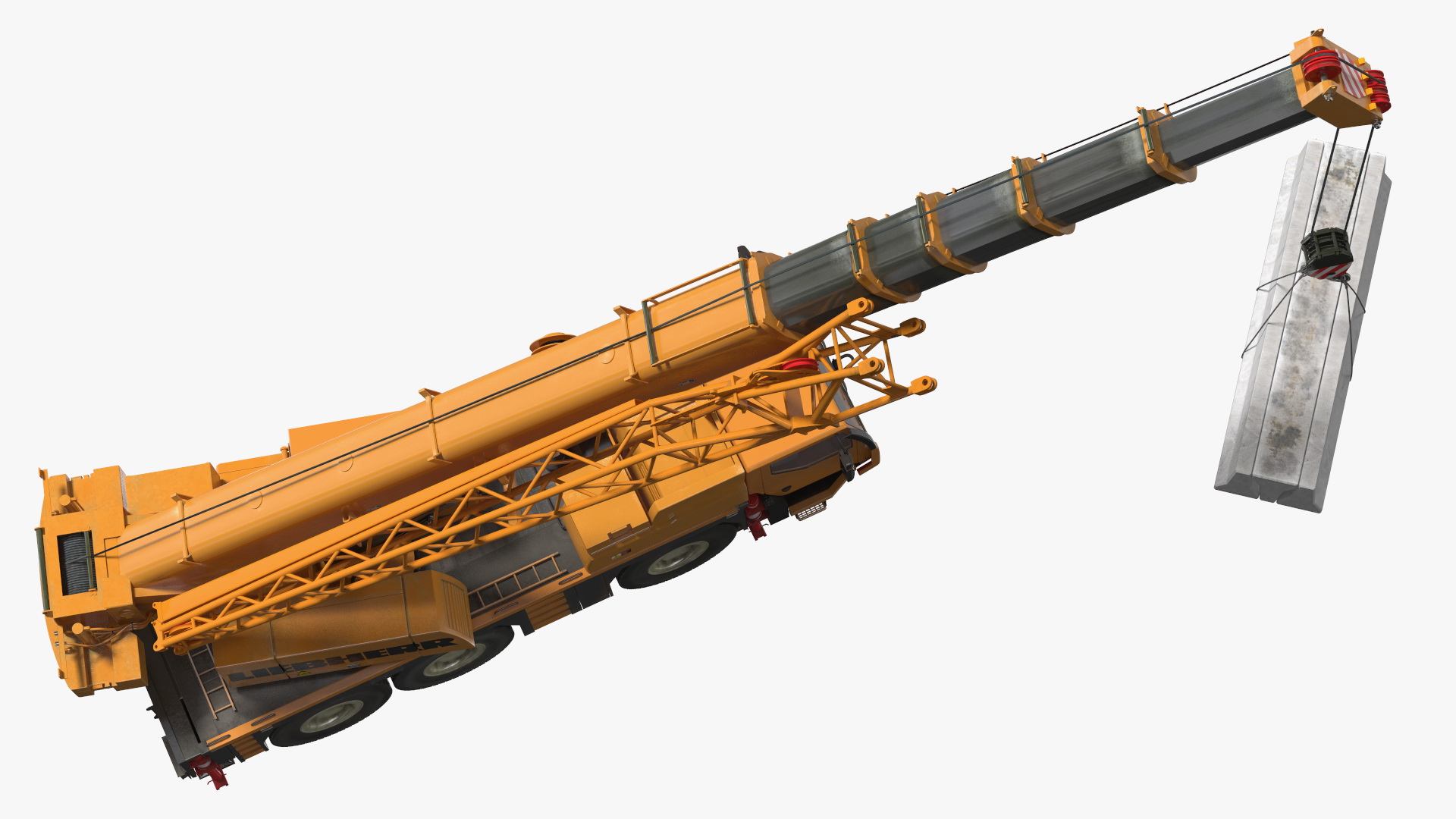 3D model Compact Crane Liebherr with Concrete Barriers