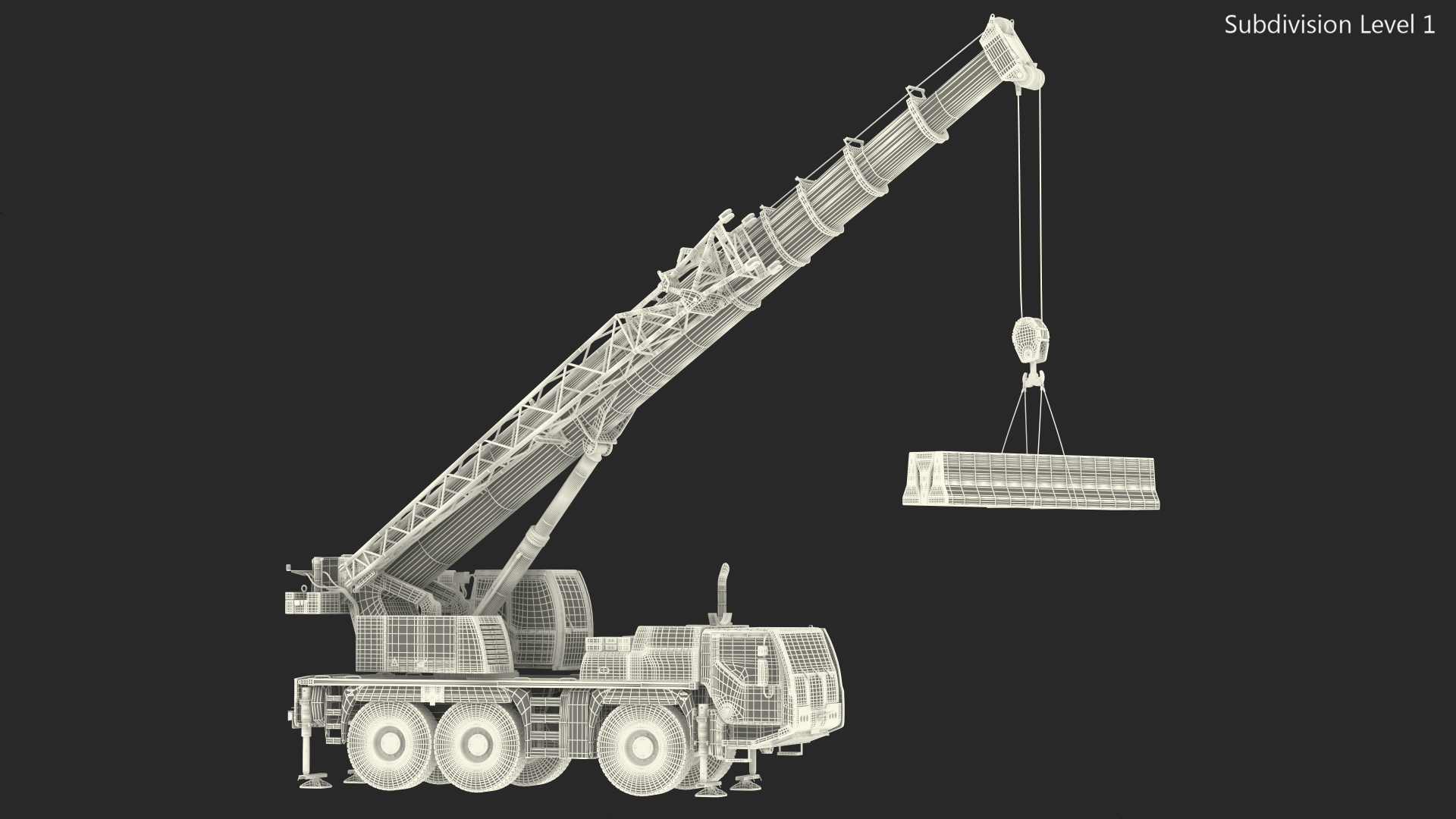 3D model Compact Crane Liebherr with Concrete Barriers