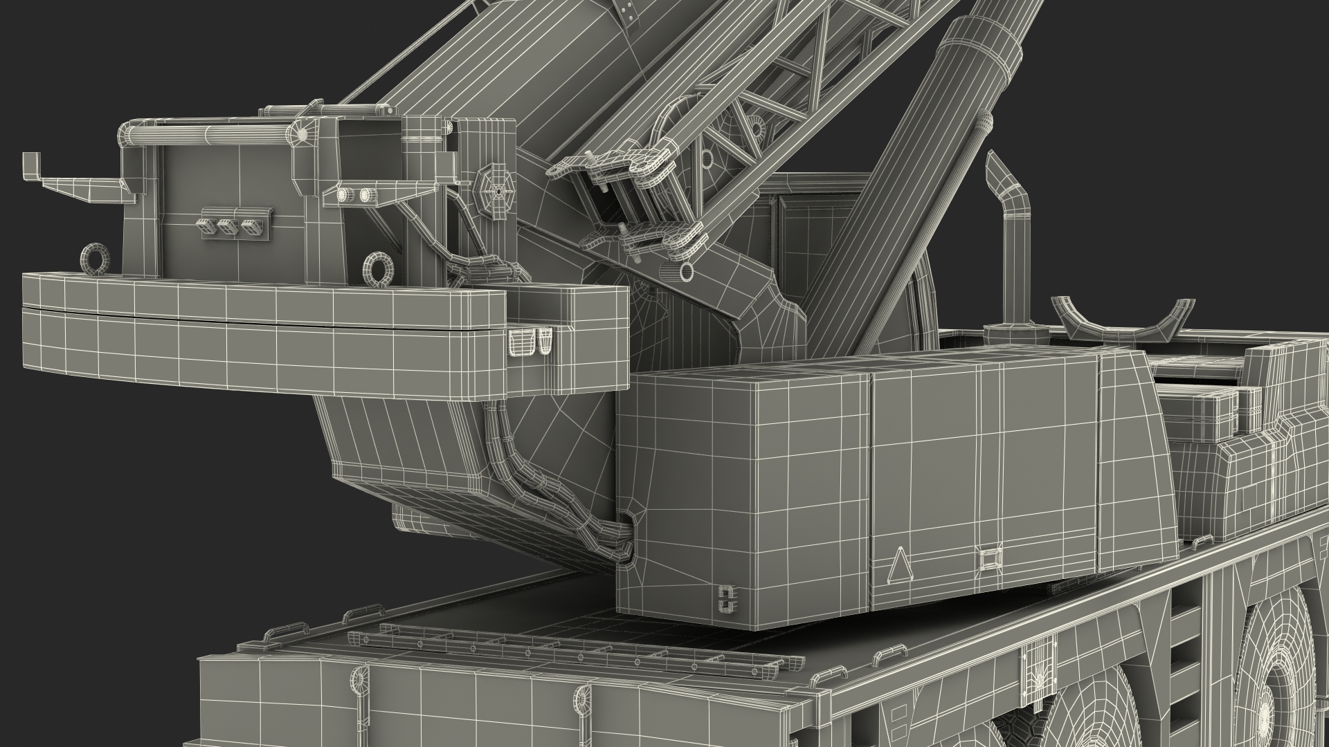 3D model Compact Crane Liebherr with Concrete Barriers