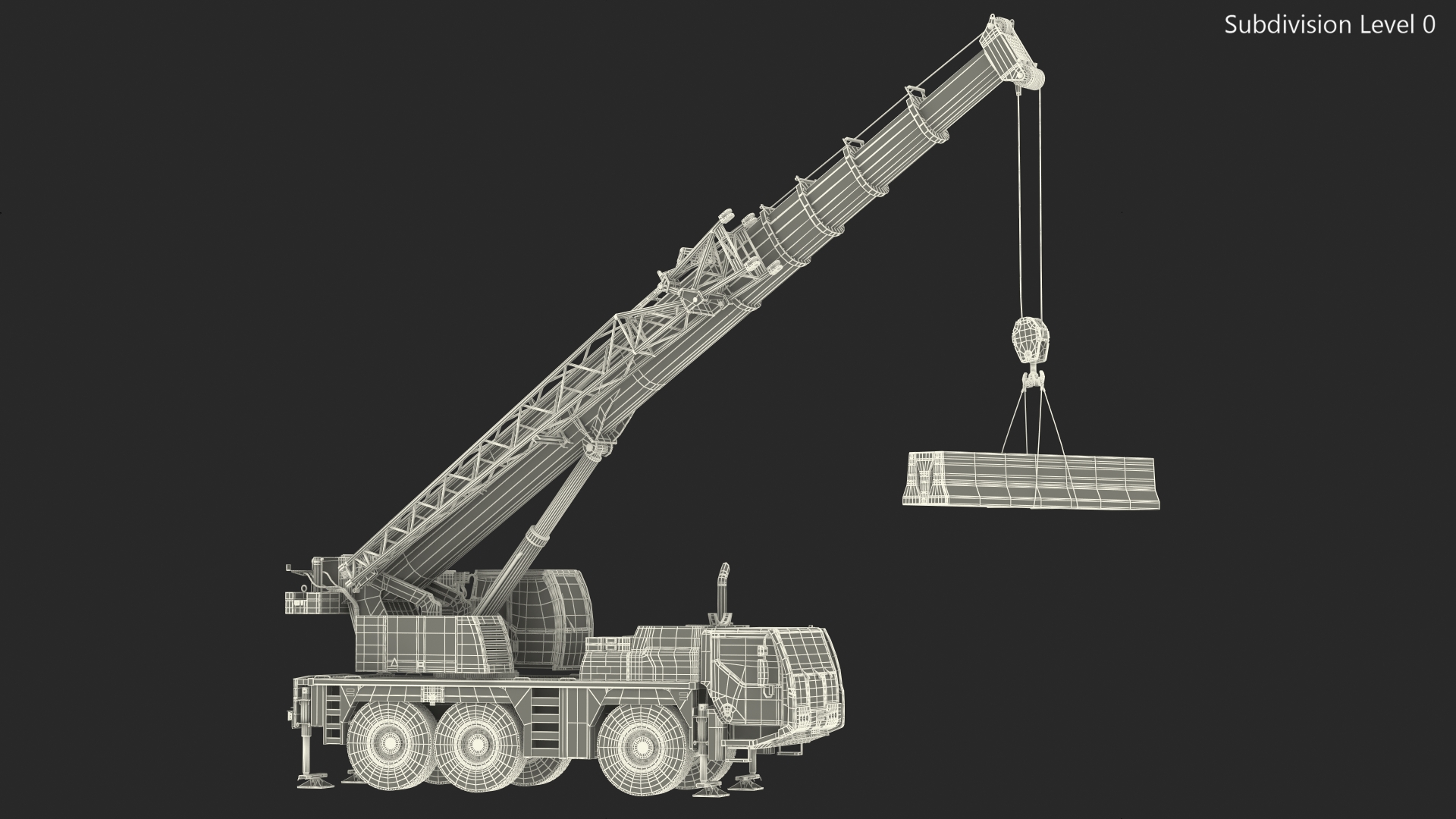 3D model Compact Crane Liebherr with Concrete Barriers