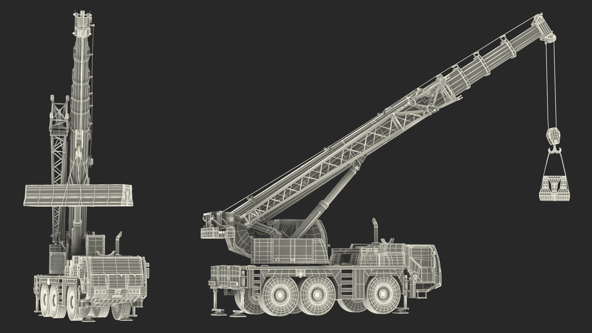 3D model Compact Crane Liebherr with Concrete Barriers