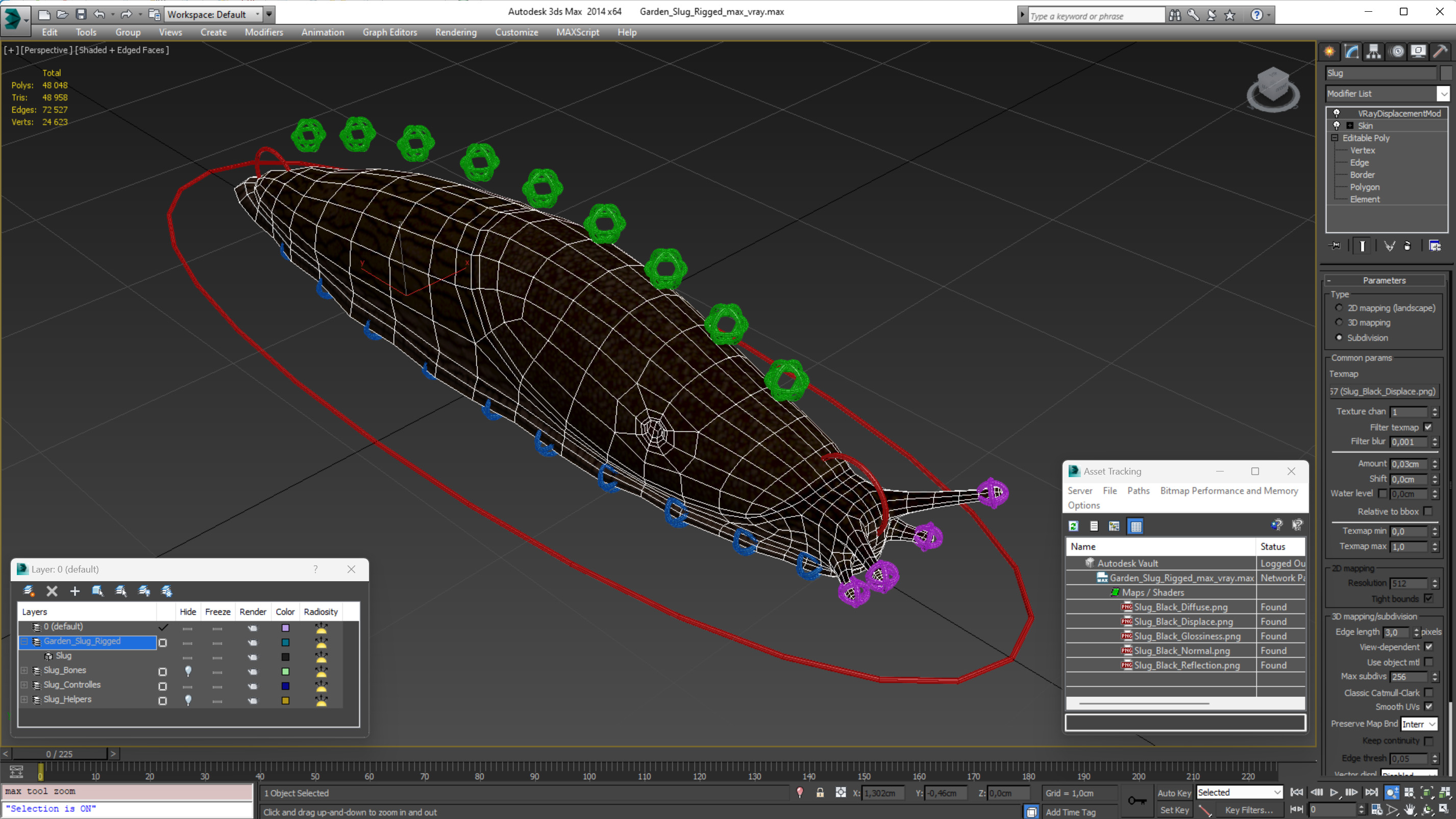 3D Garden Slug Rigged model