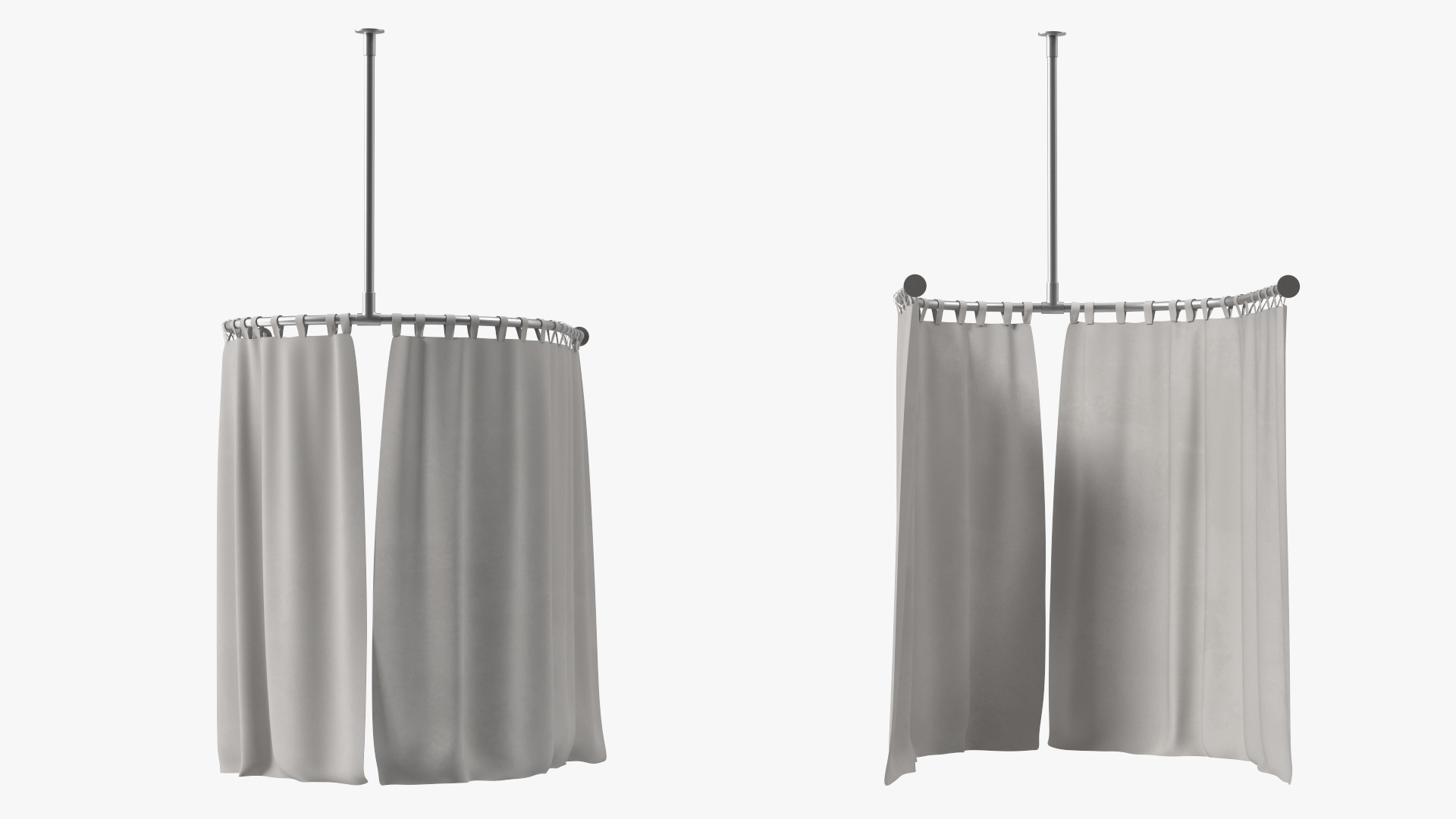 3D Fitting Room Curtain Closed White model