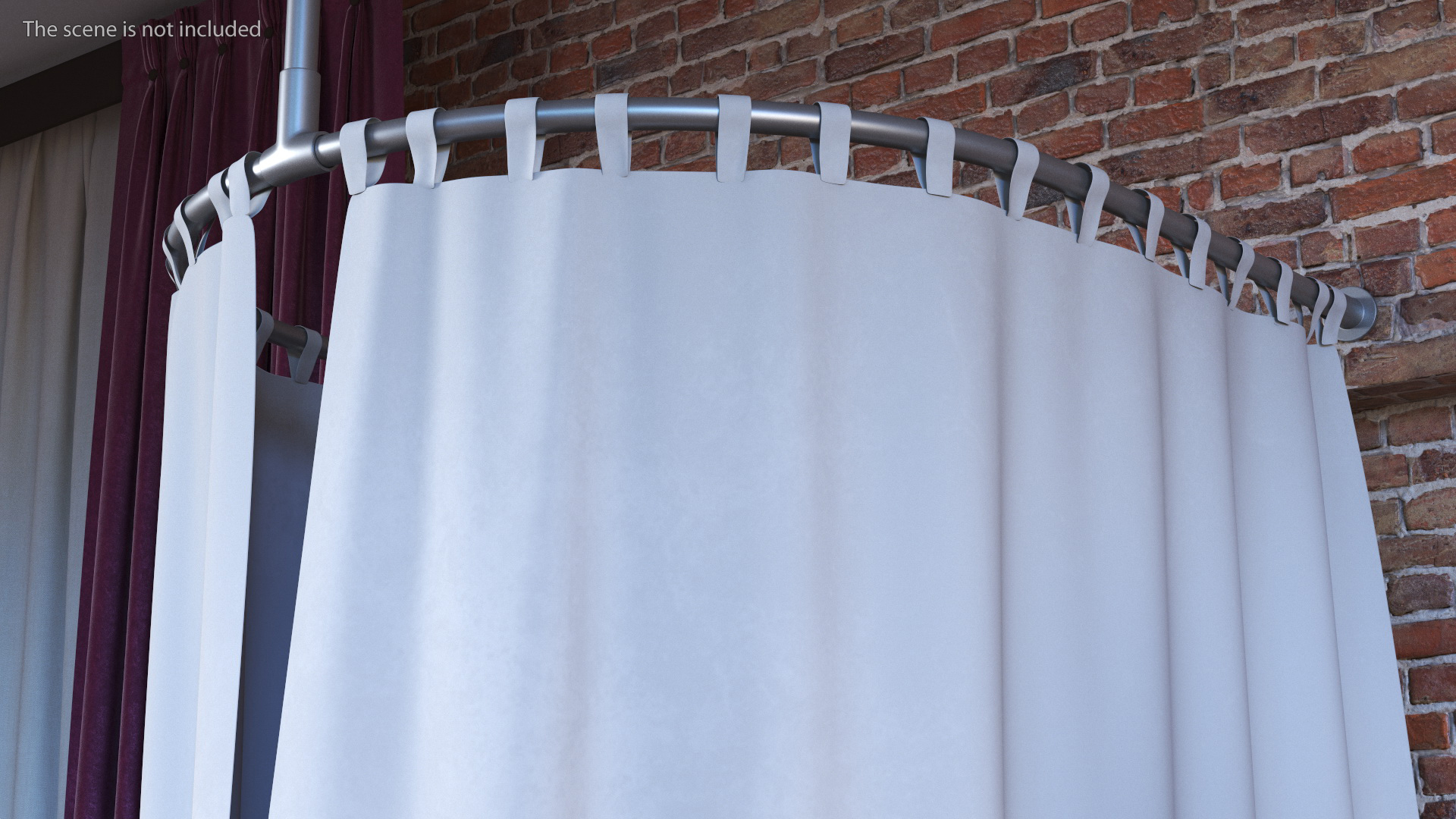 3D Fitting Room Curtain Closed White model