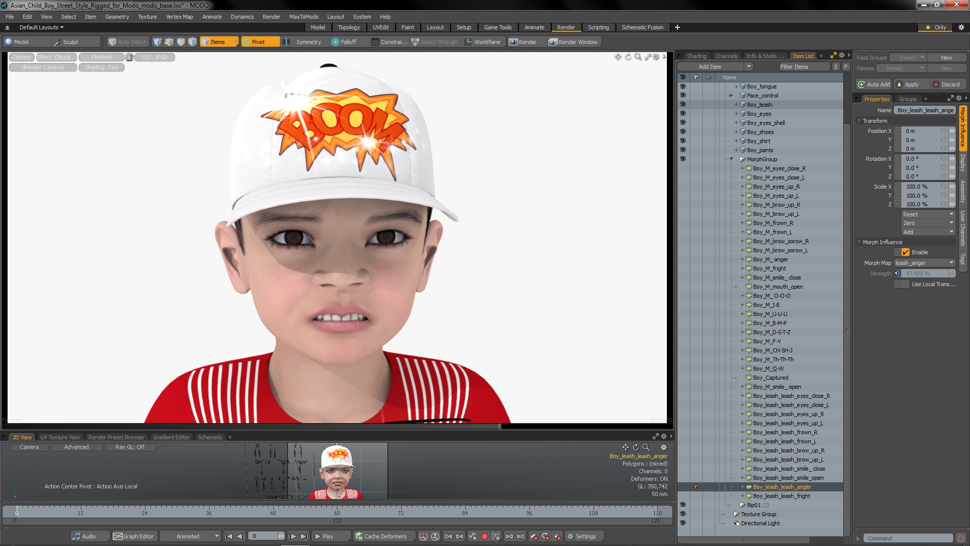 Asian Child Boy Street Style Rigged for Modo 3D model