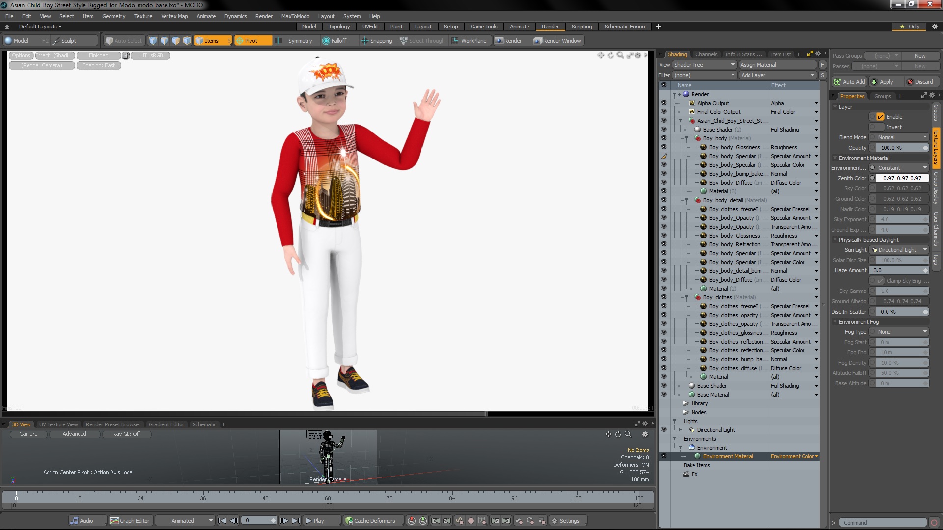 Asian Child Boy Street Style Rigged for Modo 3D model