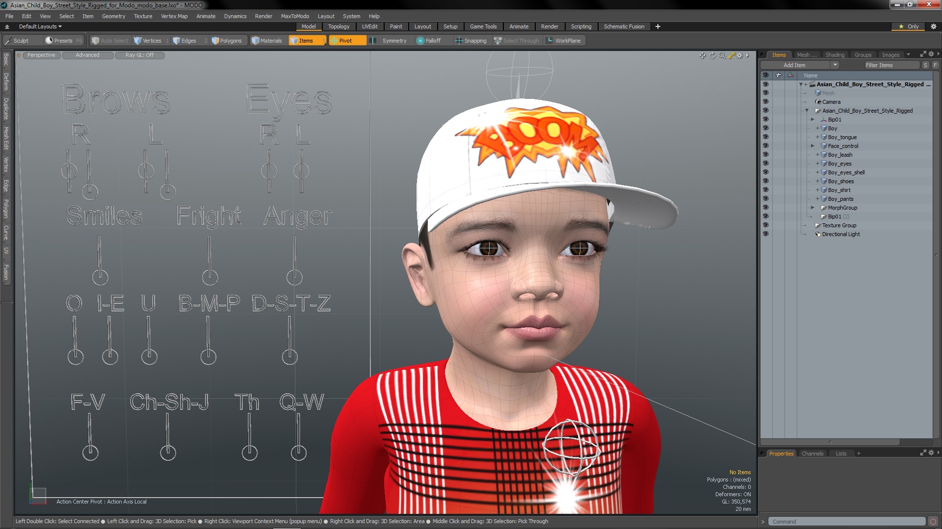 Asian Child Boy Street Style Rigged for Modo 3D model