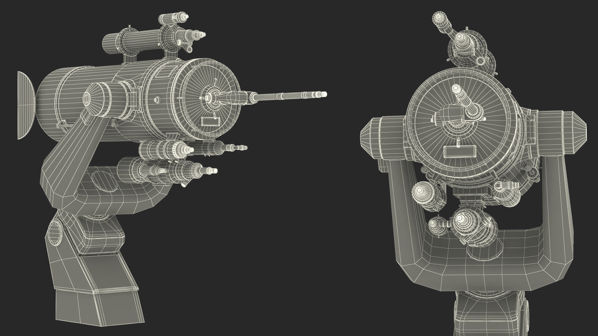 3D Scientific Observatory Telescope Rigged for Maya model