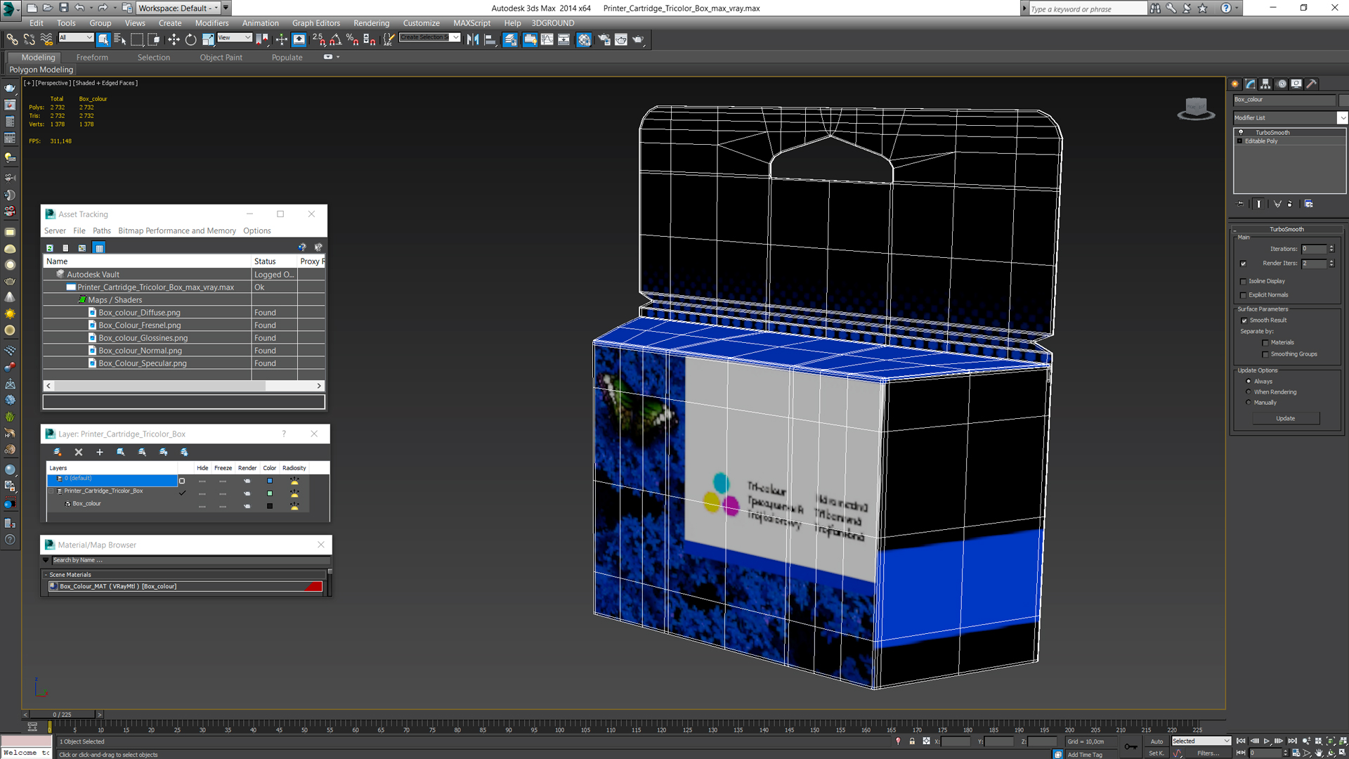 3D model Printer Cartridge Tricolor Box