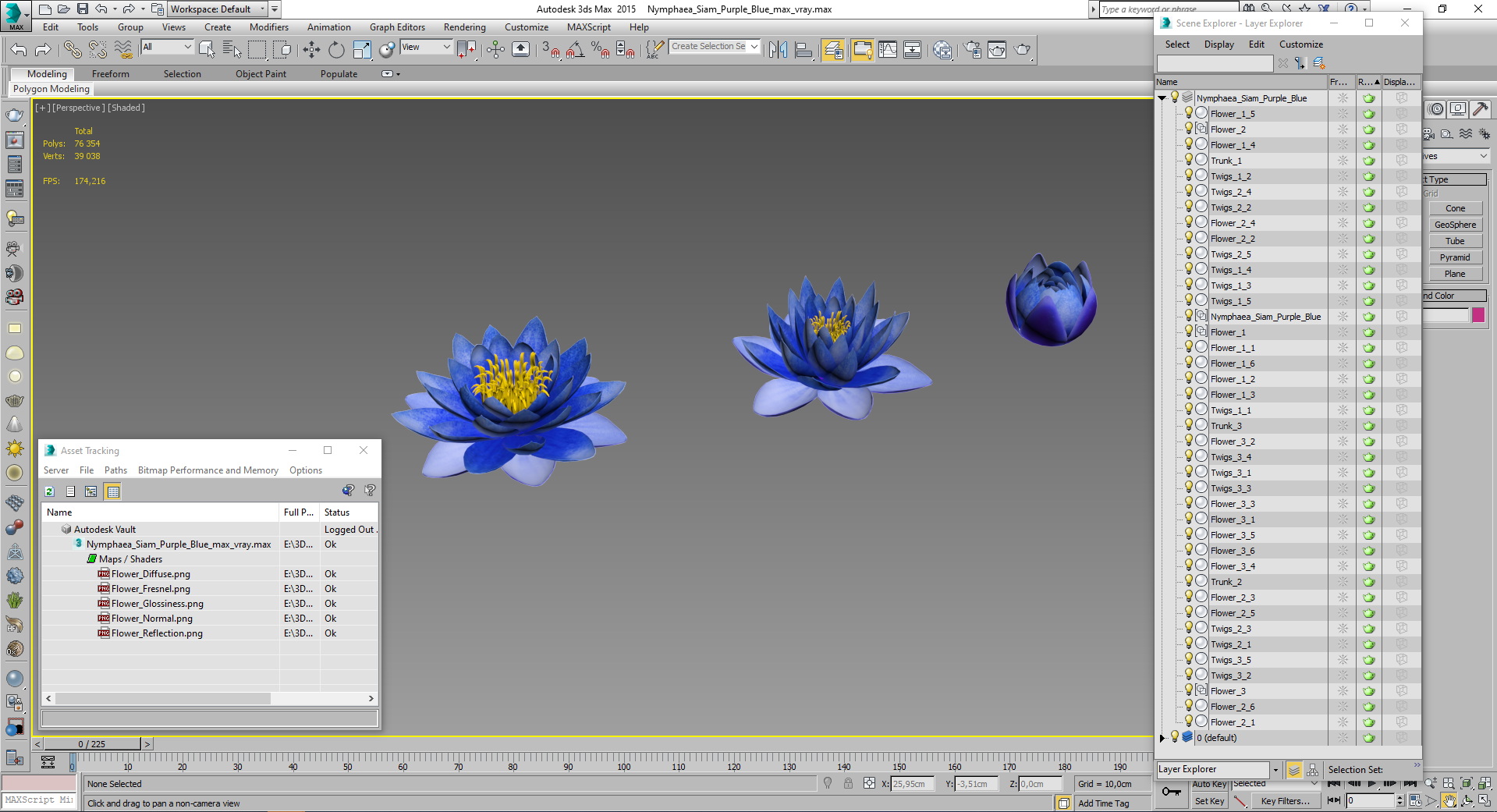 3D model Nymphaea Siam Purple Blue