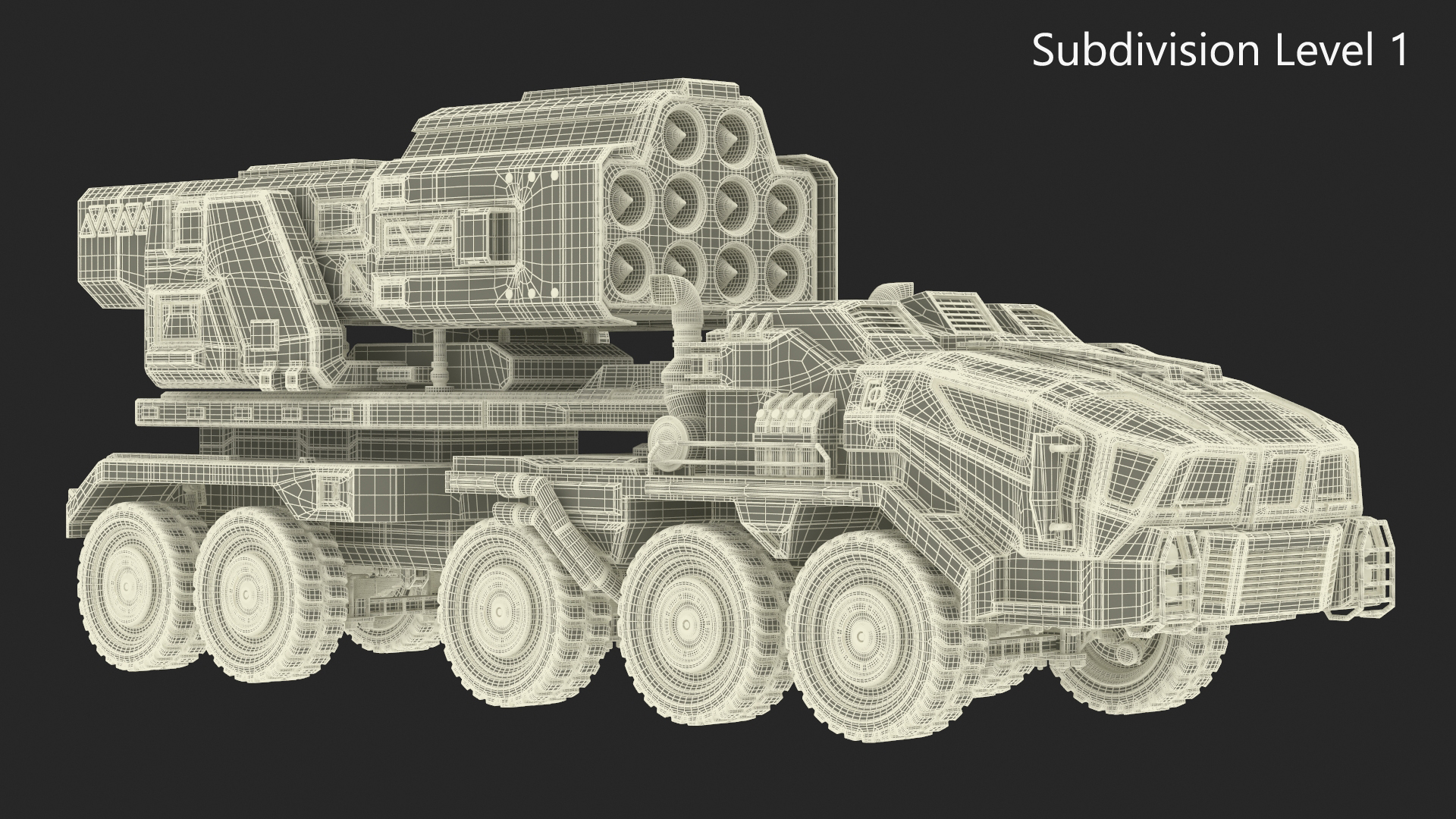 Military Sci Fi Rocket Launcher Truck 3D