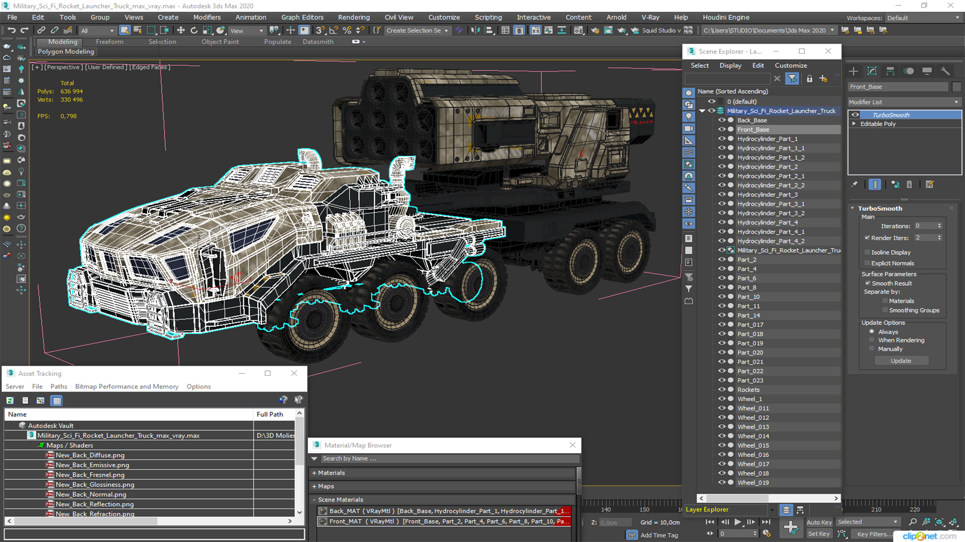 Military Sci Fi Rocket Launcher Truck 3D