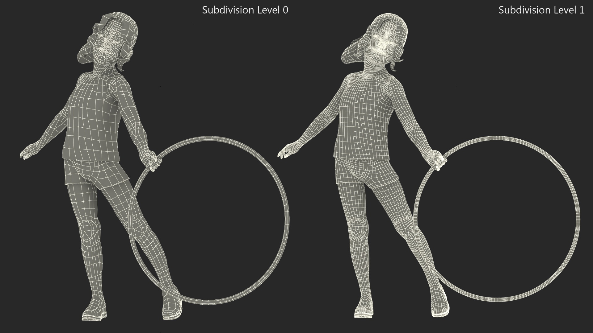 3D Sporty Little Girl Playing Hoop