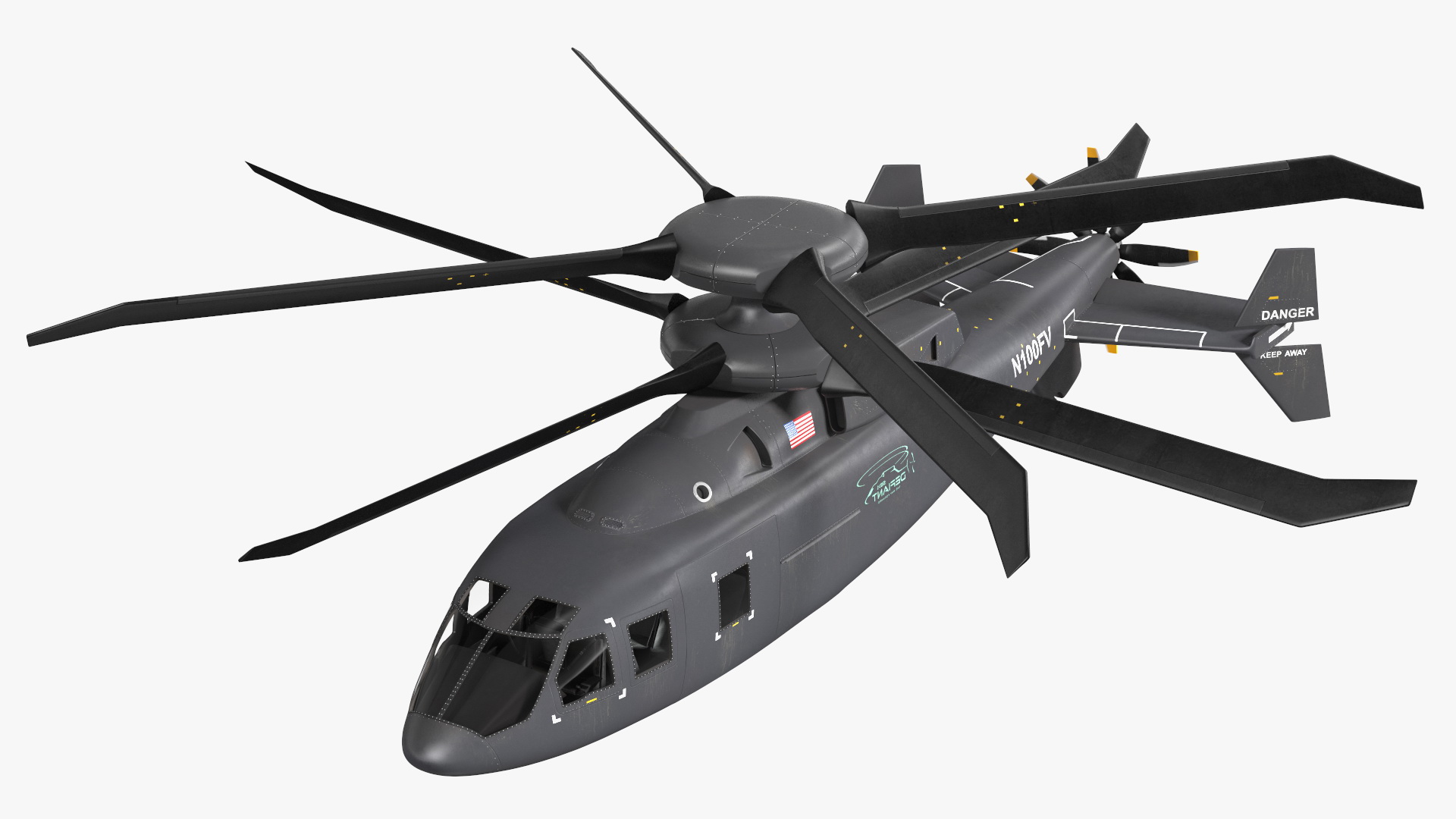 3D model SB-1 Defiant Helicopter Rigged