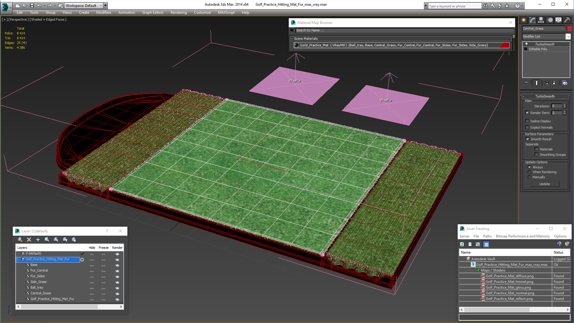 Golf Practice Hitting Mat Fur 3D model