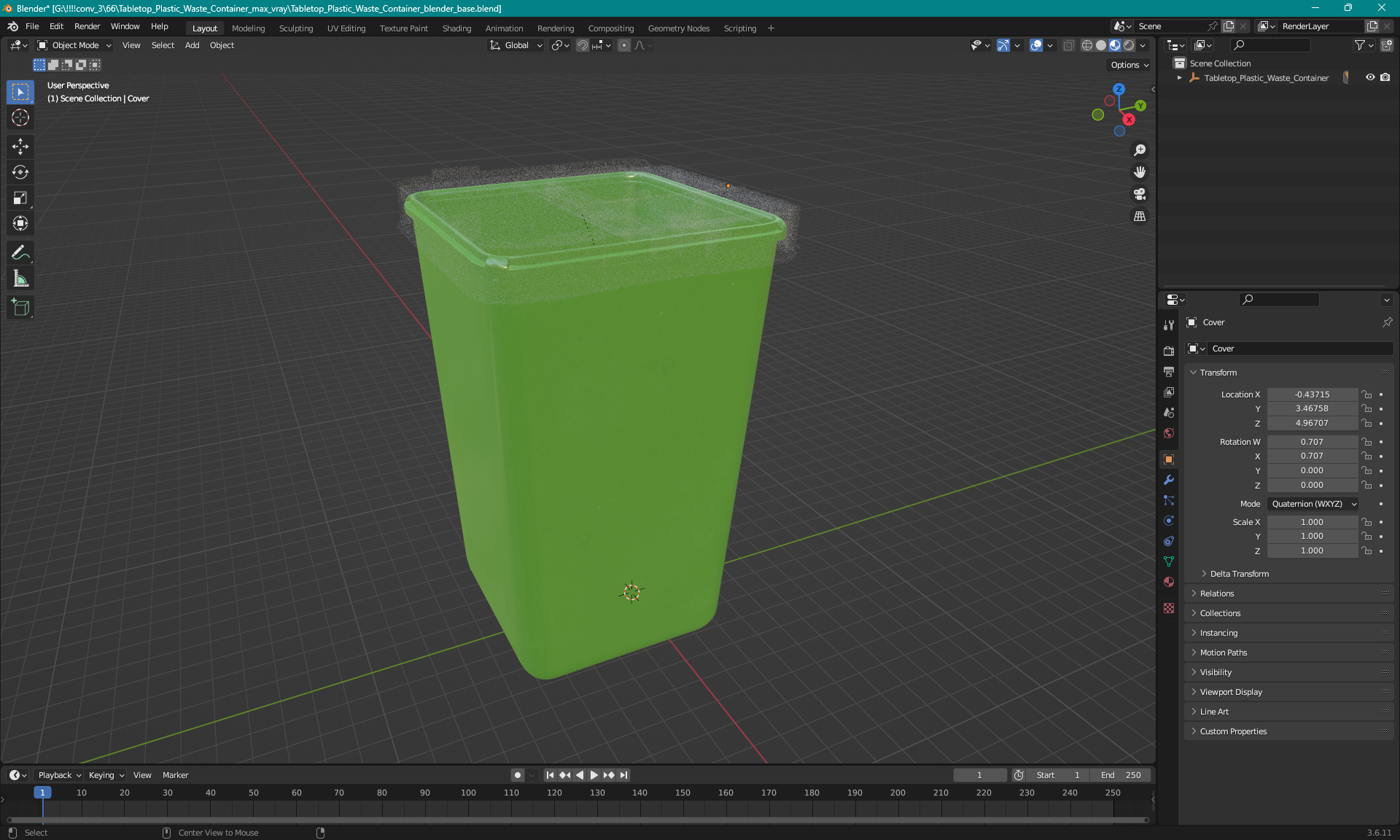 Tabletop Plastic Waste Container 3D