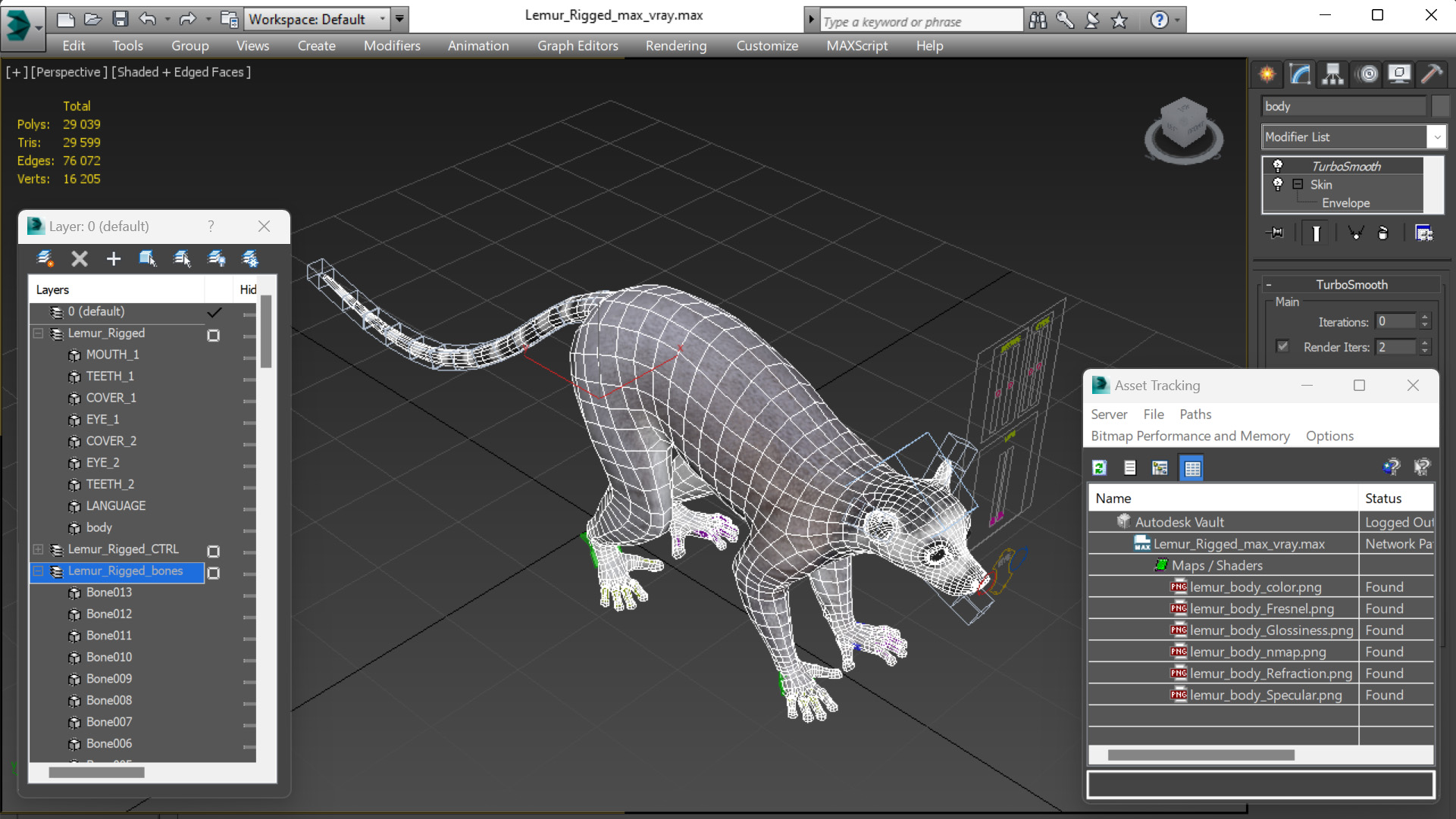 3D Lemur Rigged for Maya